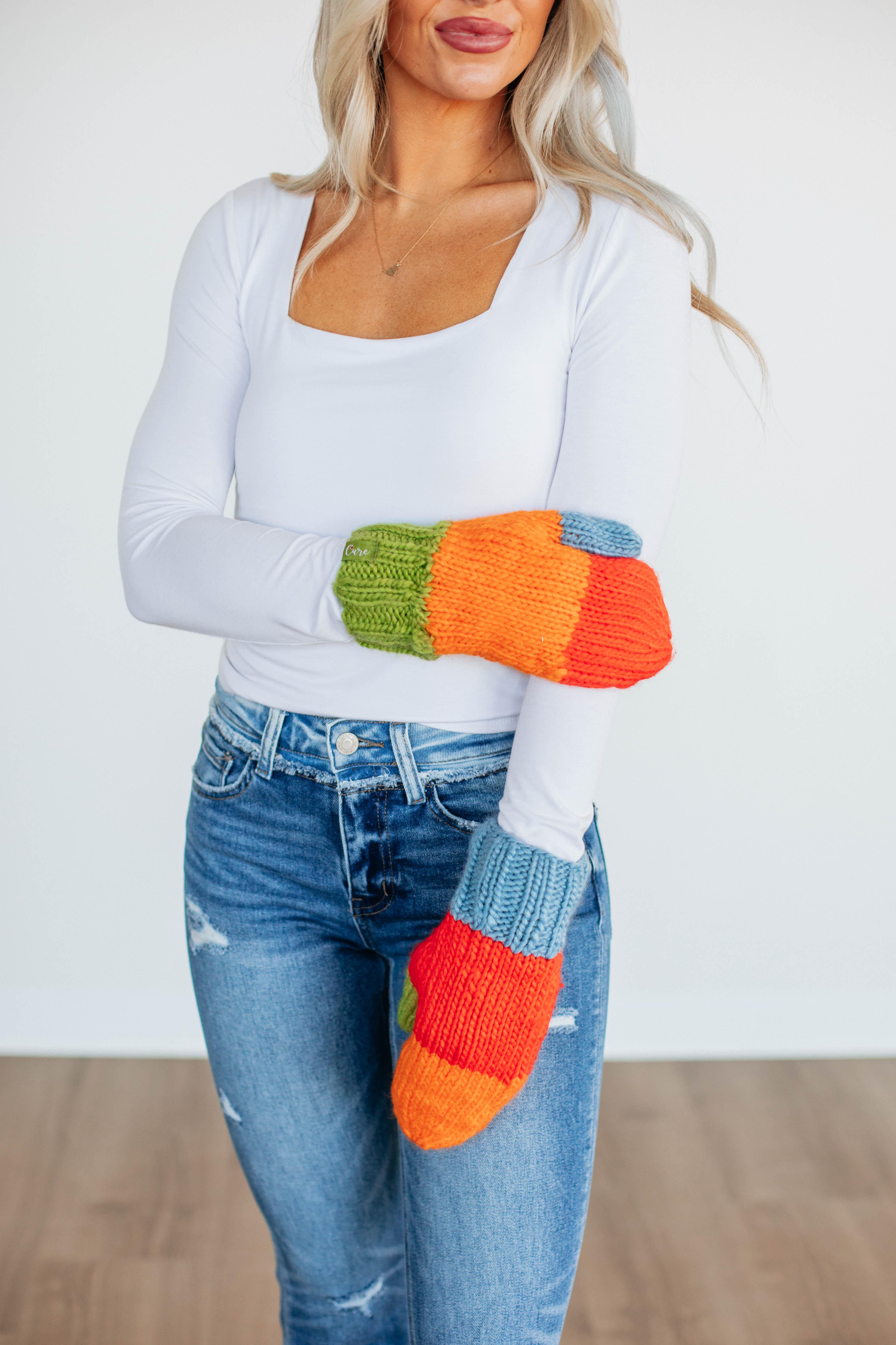 Chilly Greetings Mittens - Tangerine
