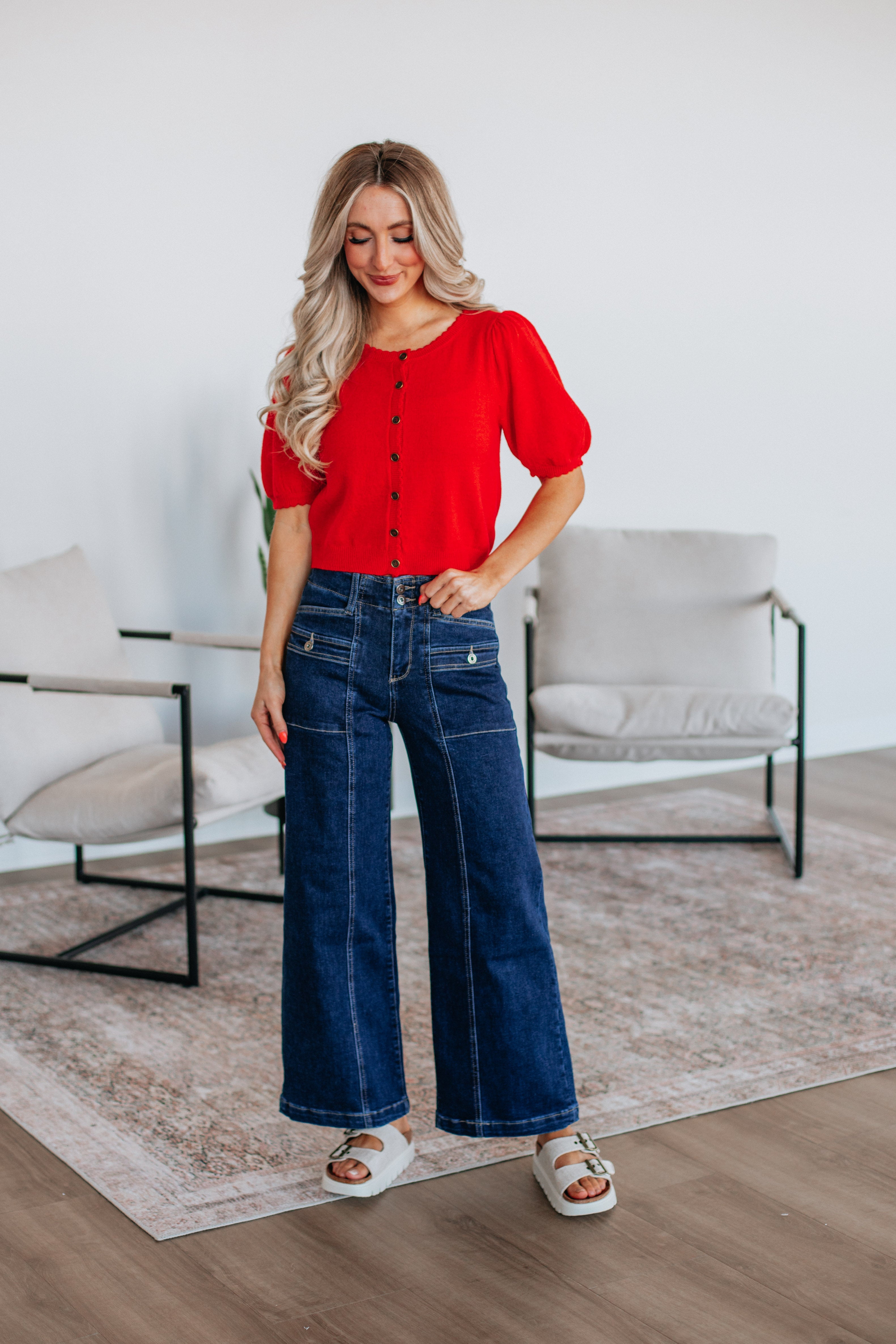 Neriah Cardigan Top - Cherry