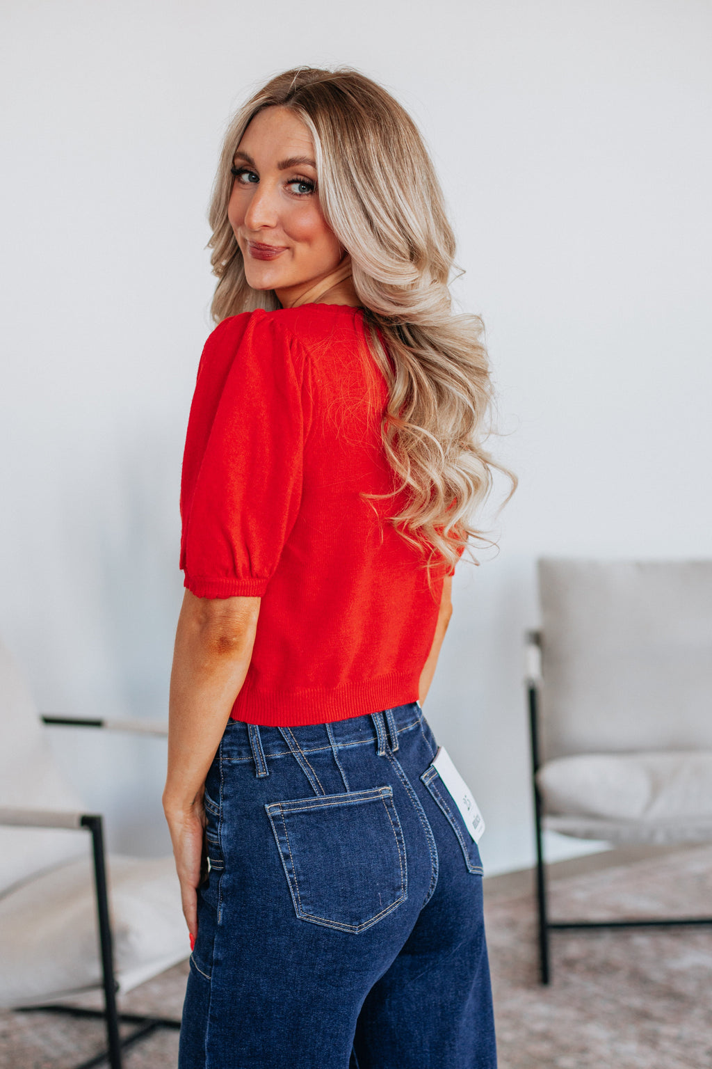 Neriah Cardigan Top - Cherry