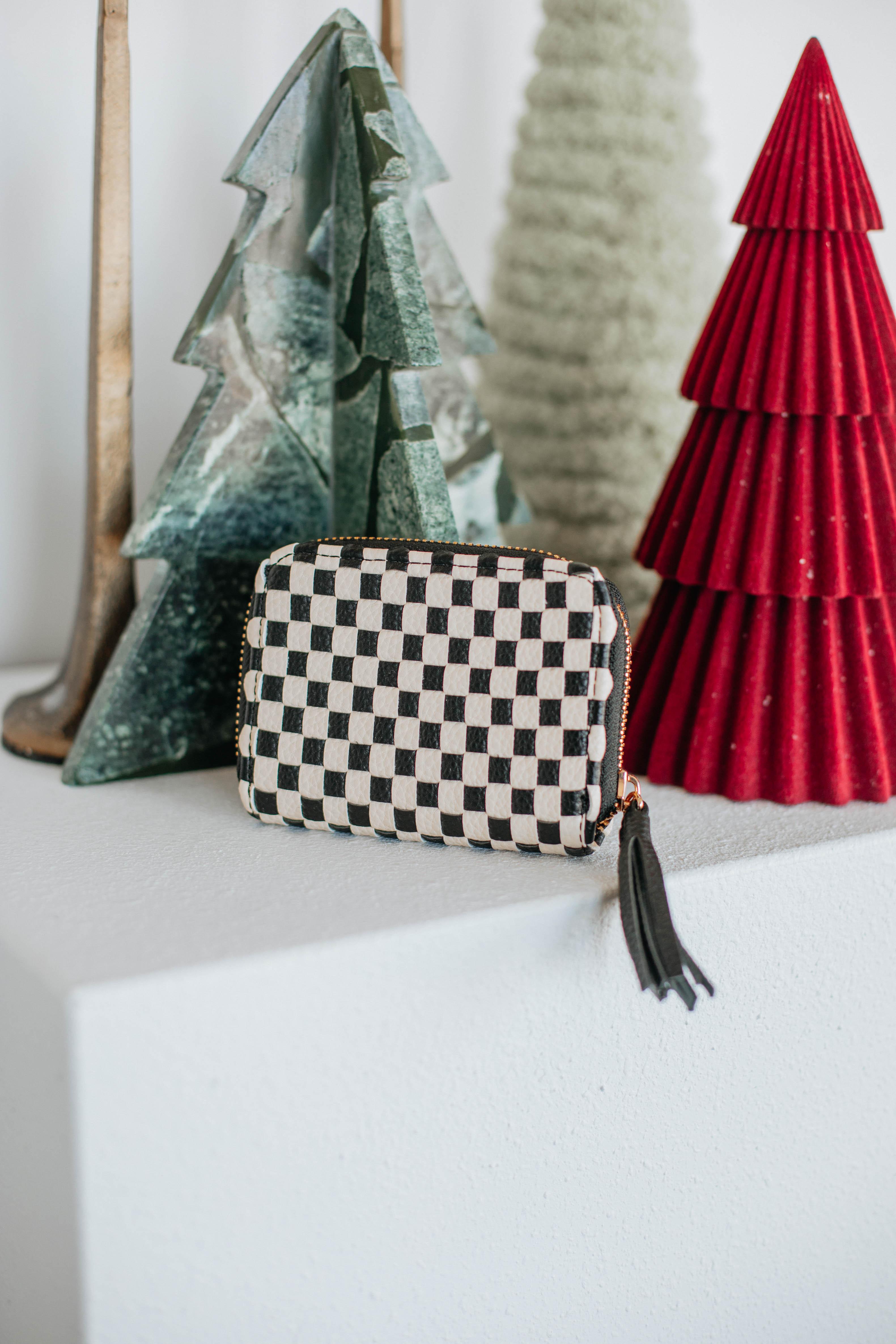 Never On Schedule Wallet - Checkered Black