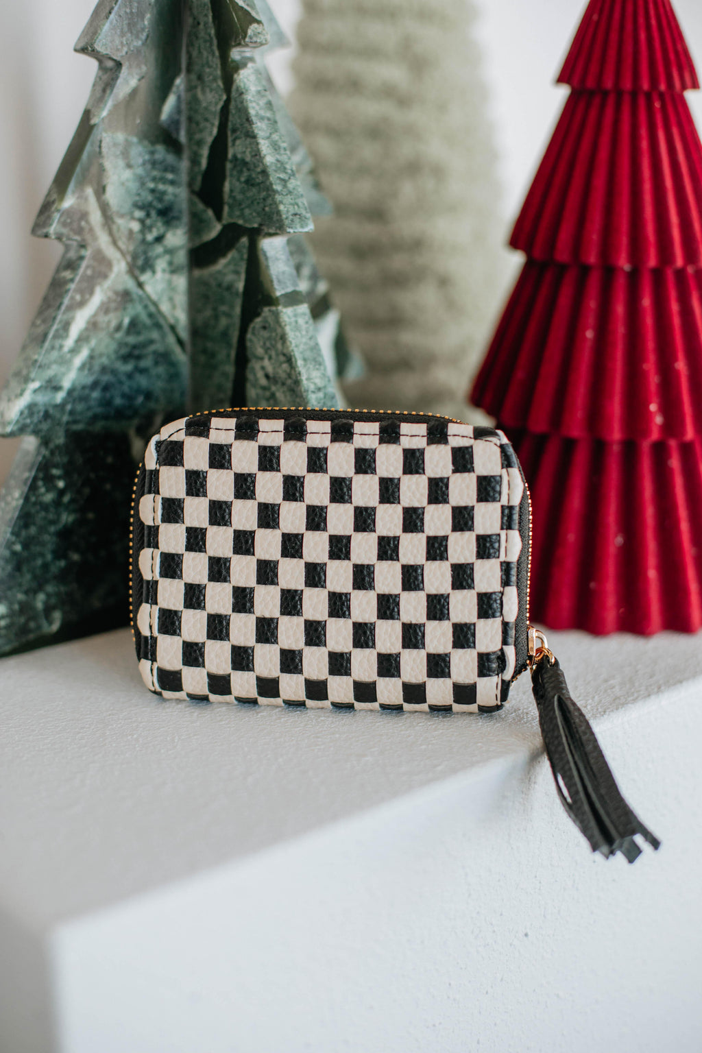Never On Schedule Wallet - Checkered Black