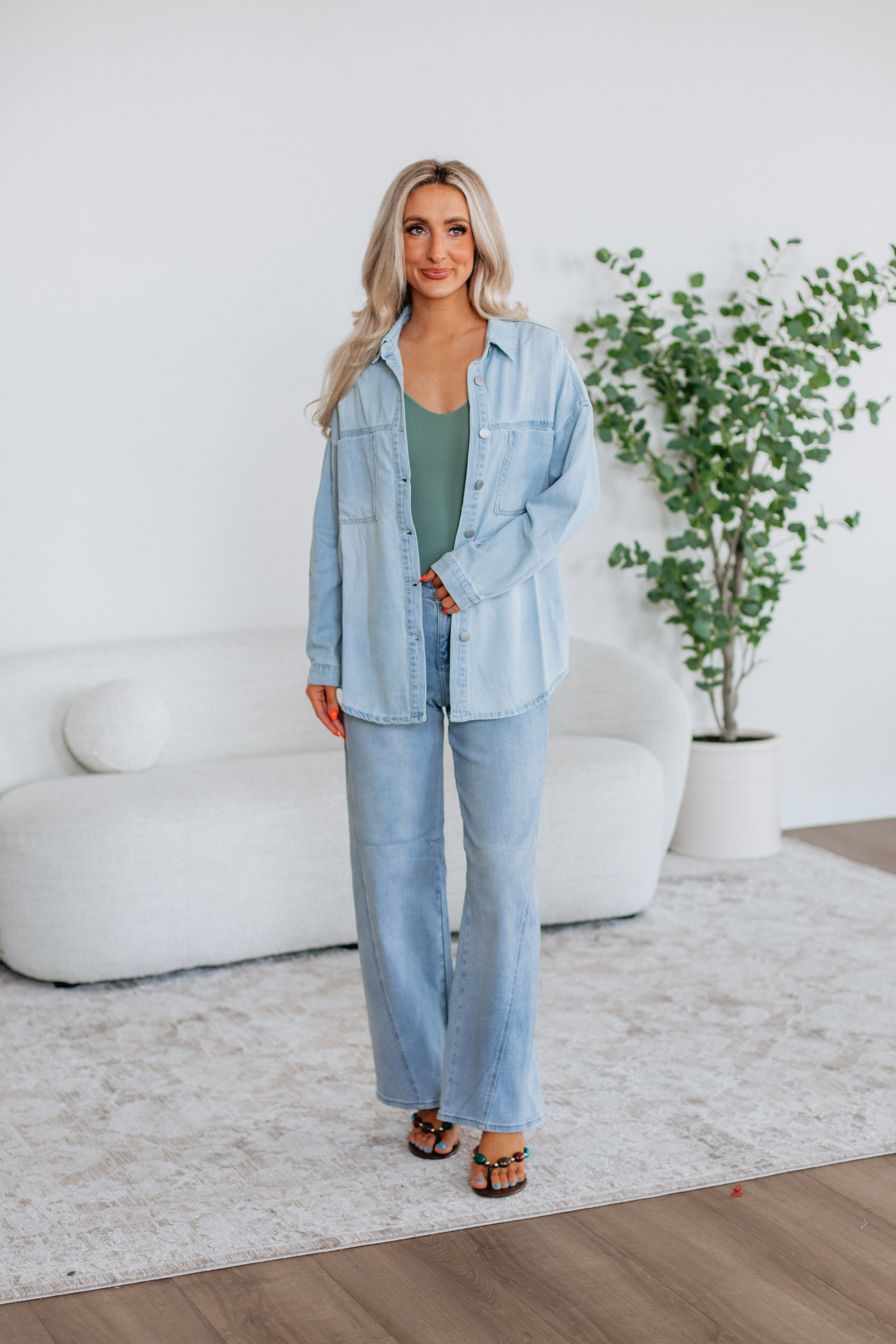 Grayson Risen Denim Shacket - Light Wash