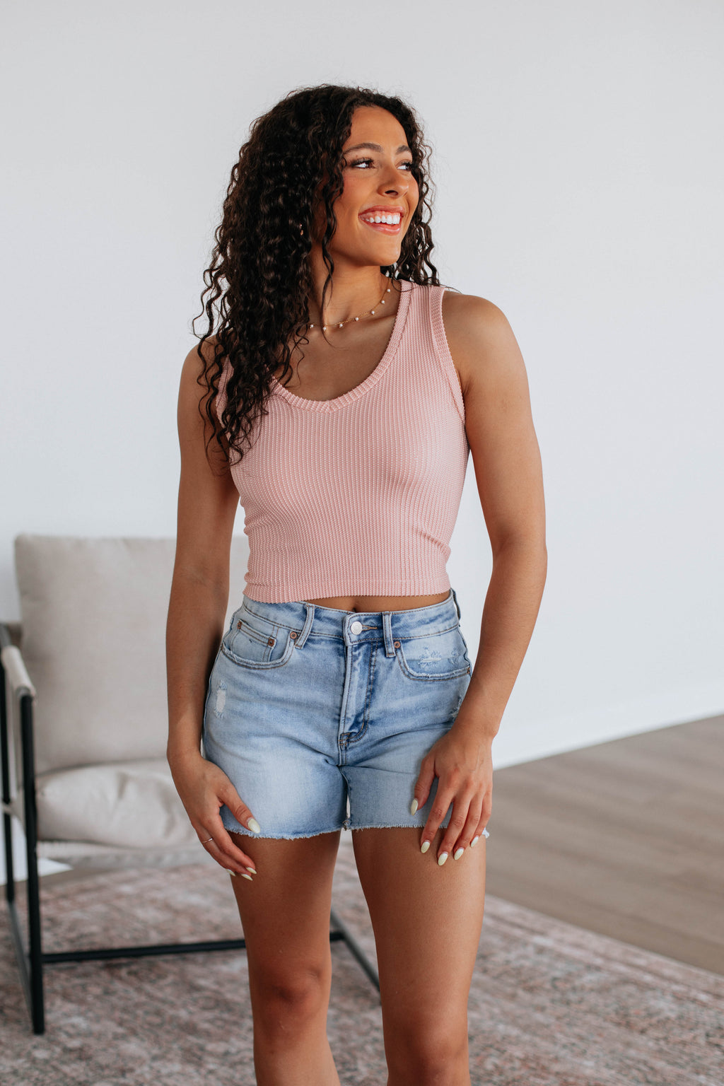 Nola Ribbed Tank - Light Pink
