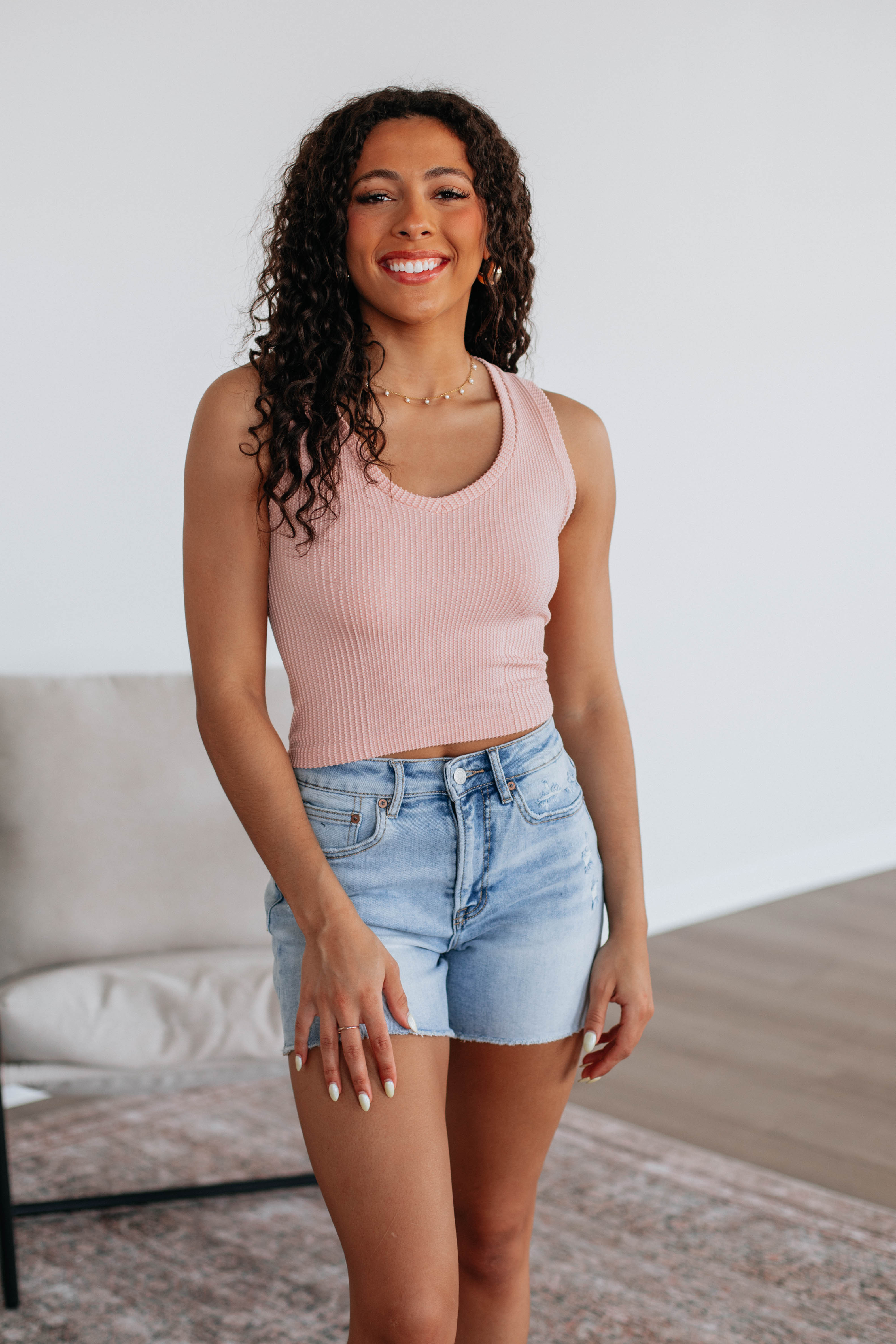 Nola Ribbed Tank - Light Pink
