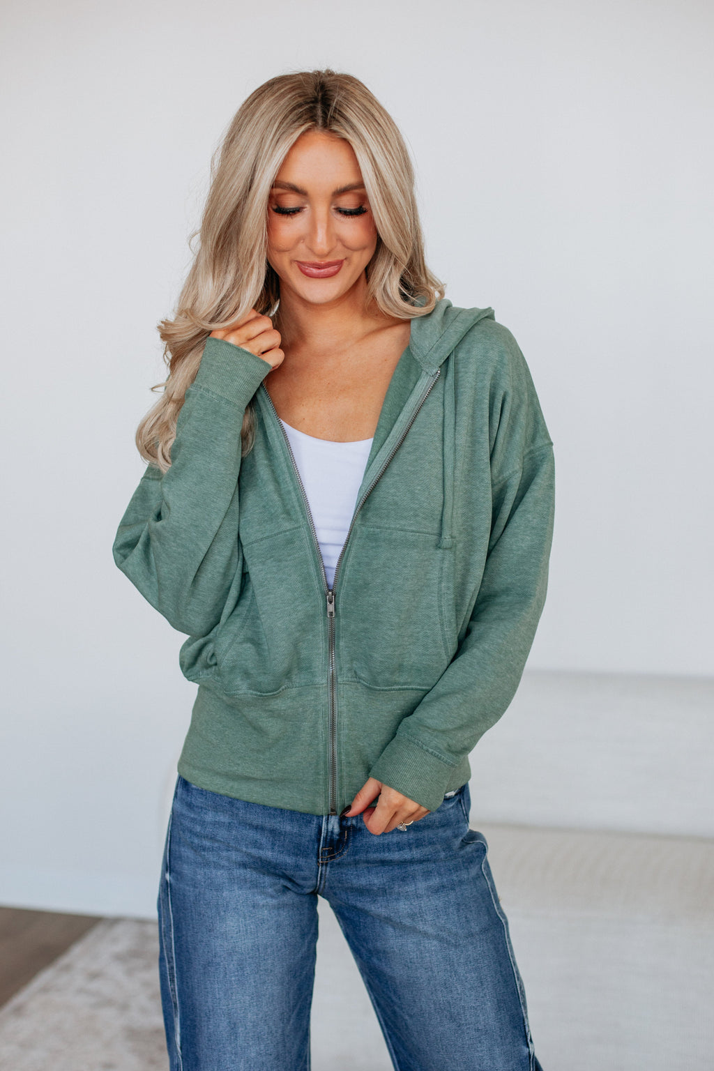 Maxwell Washed Zip-Up Hoodie - Spruce
