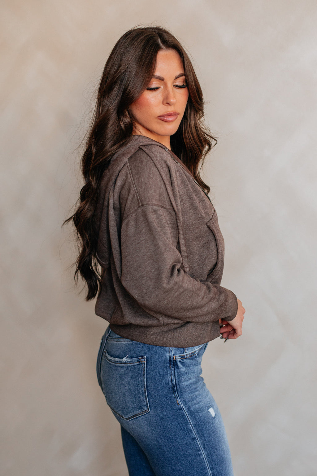 Maxwell Washed Zip-Up Hoodie - Espresso