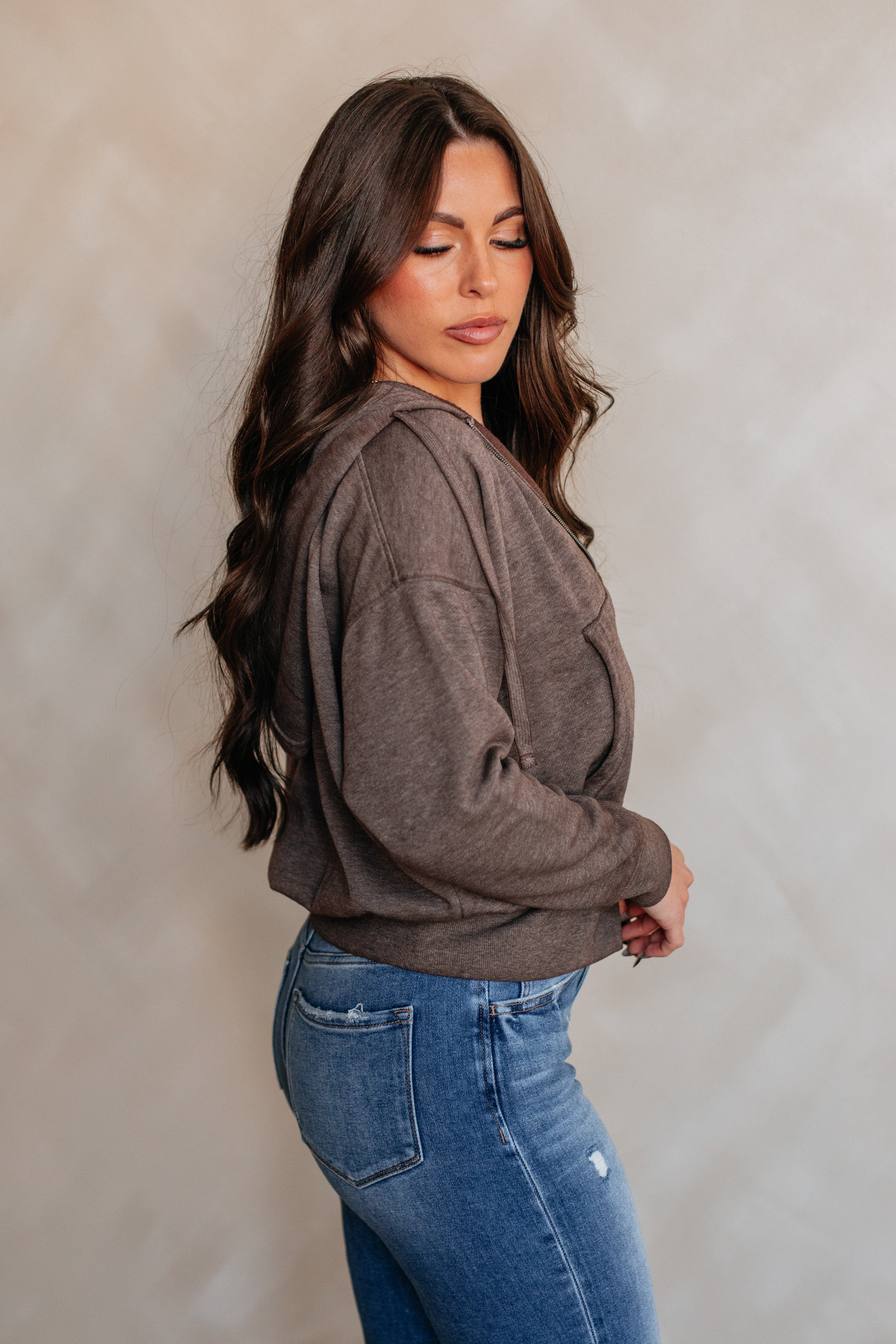 Maxwell Washed Zip-Up Hoodie - Espresso