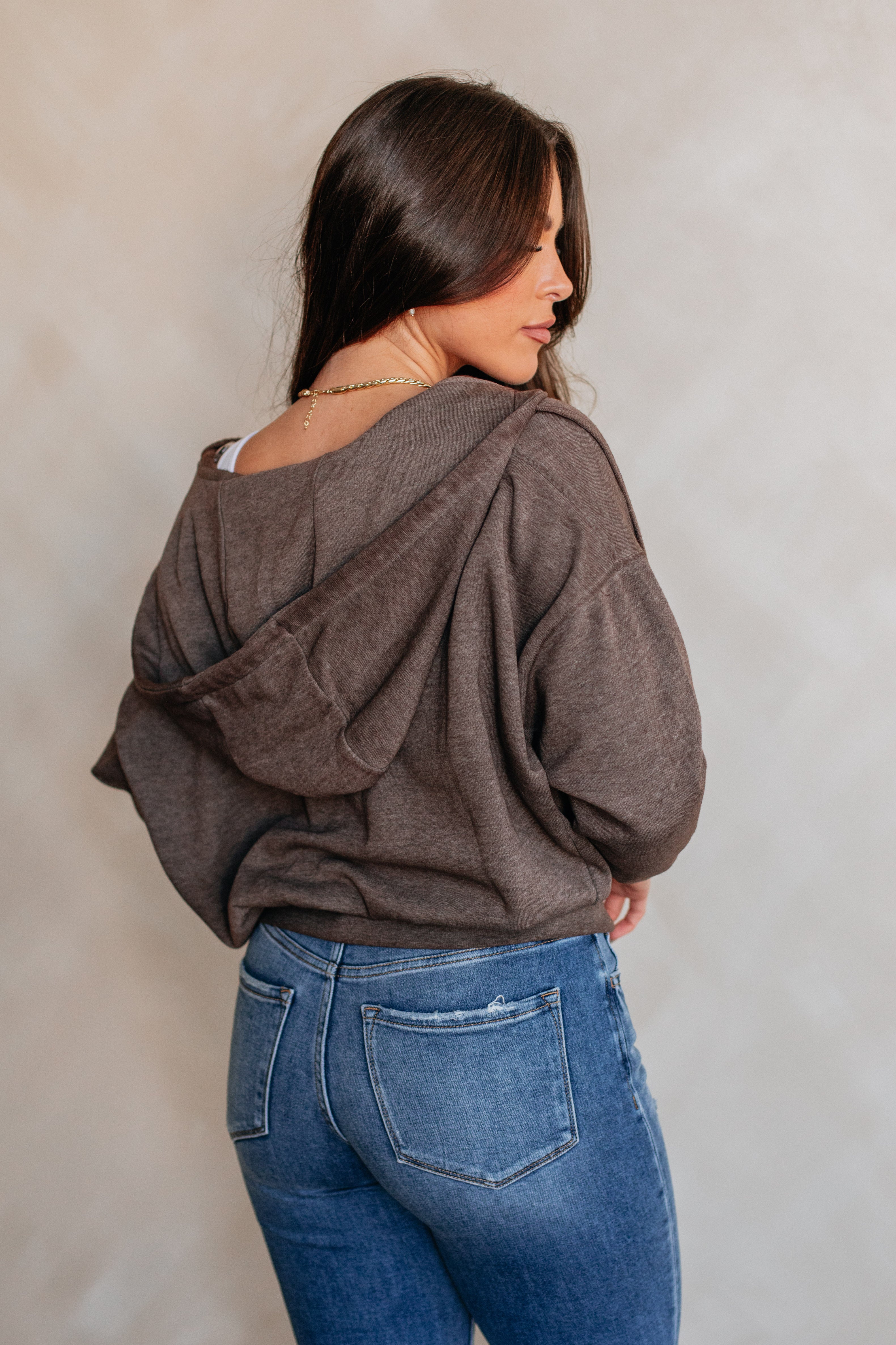 Maxwell Washed Zip-Up Hoodie - Espresso