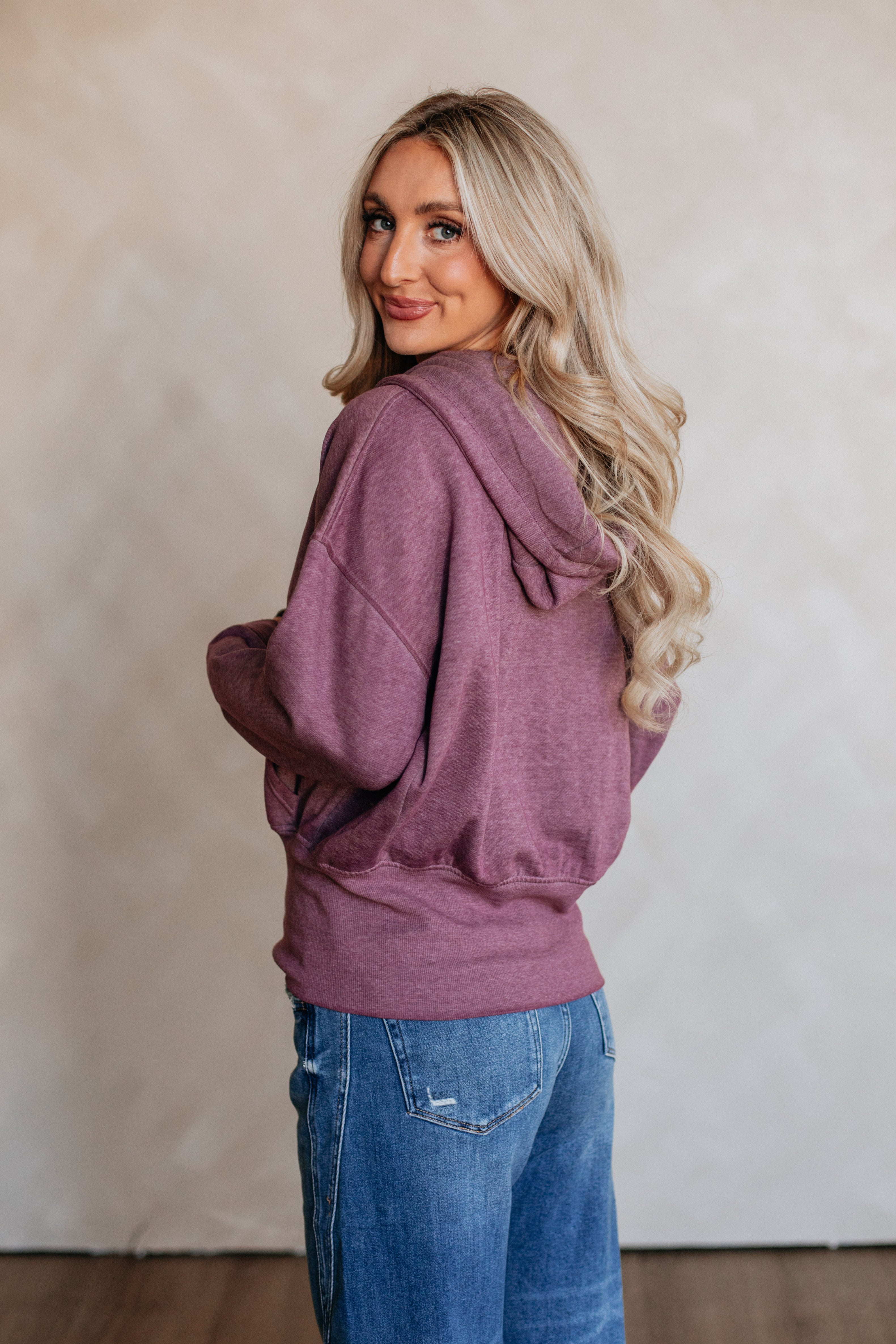 Maxwell Washed Zip-Up Hoodie - Plum