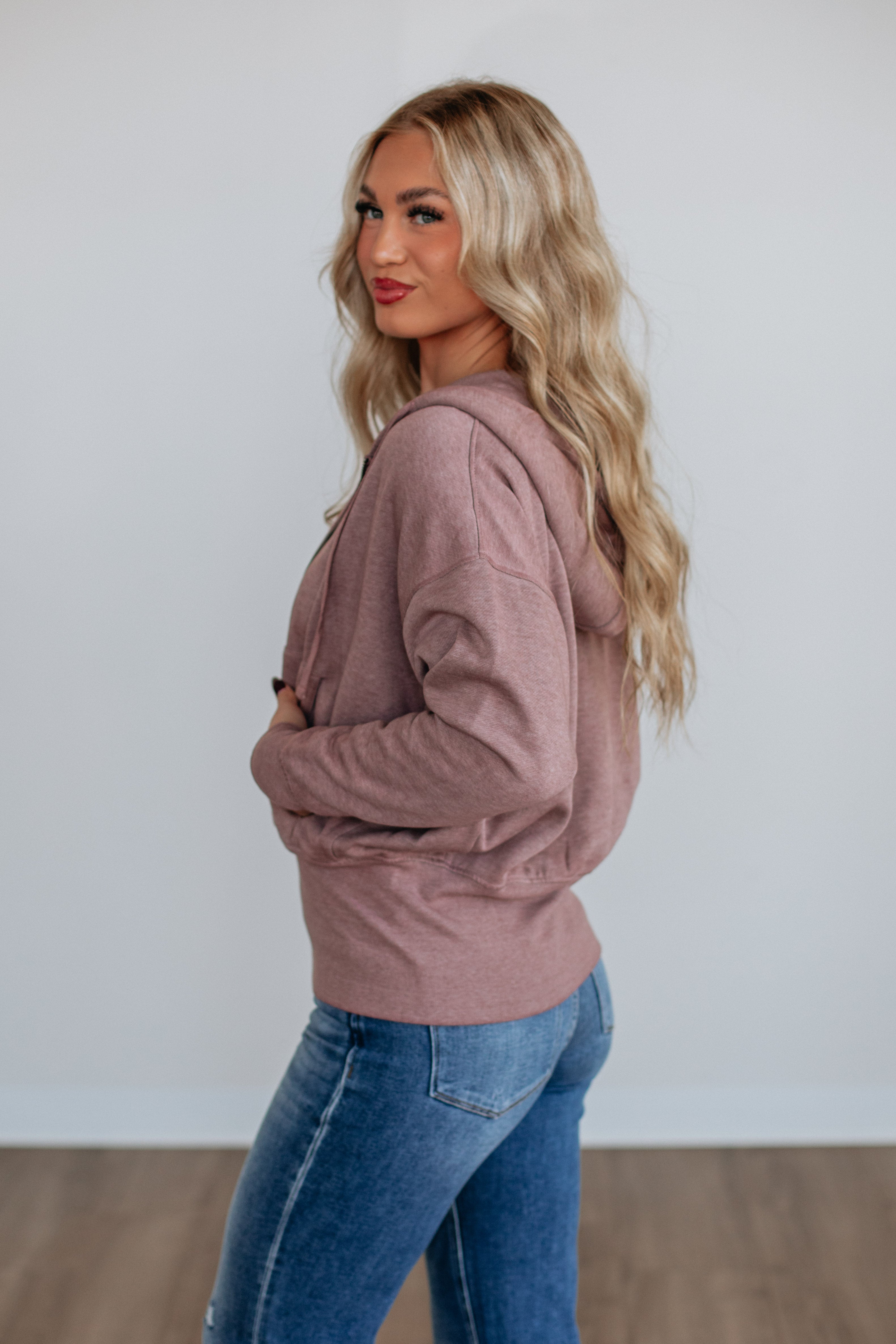 Maxwell Washed Zip-Up Hoodie - Light Mauve