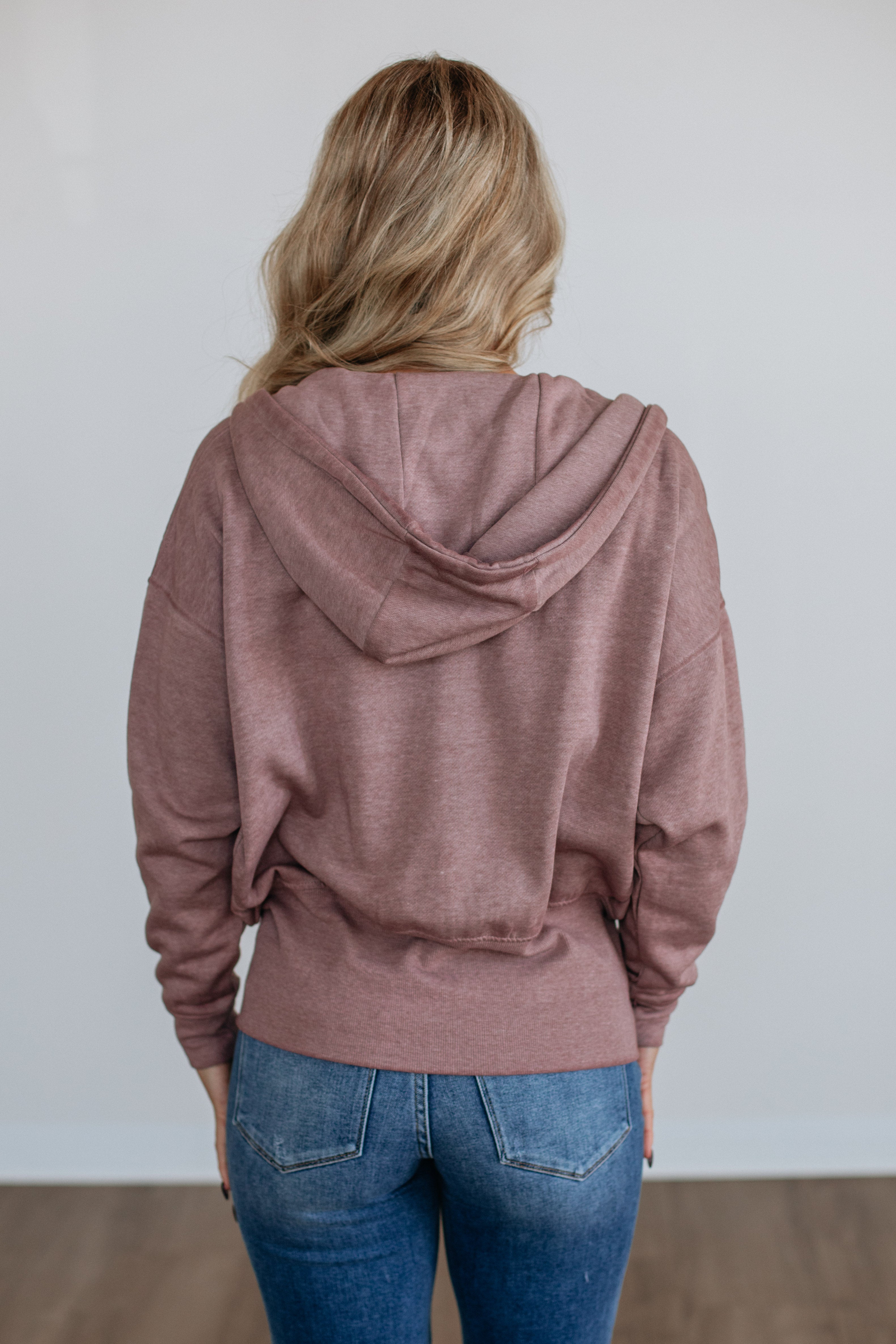 Maxwell Washed Zip-Up Hoodie - Light Mauve