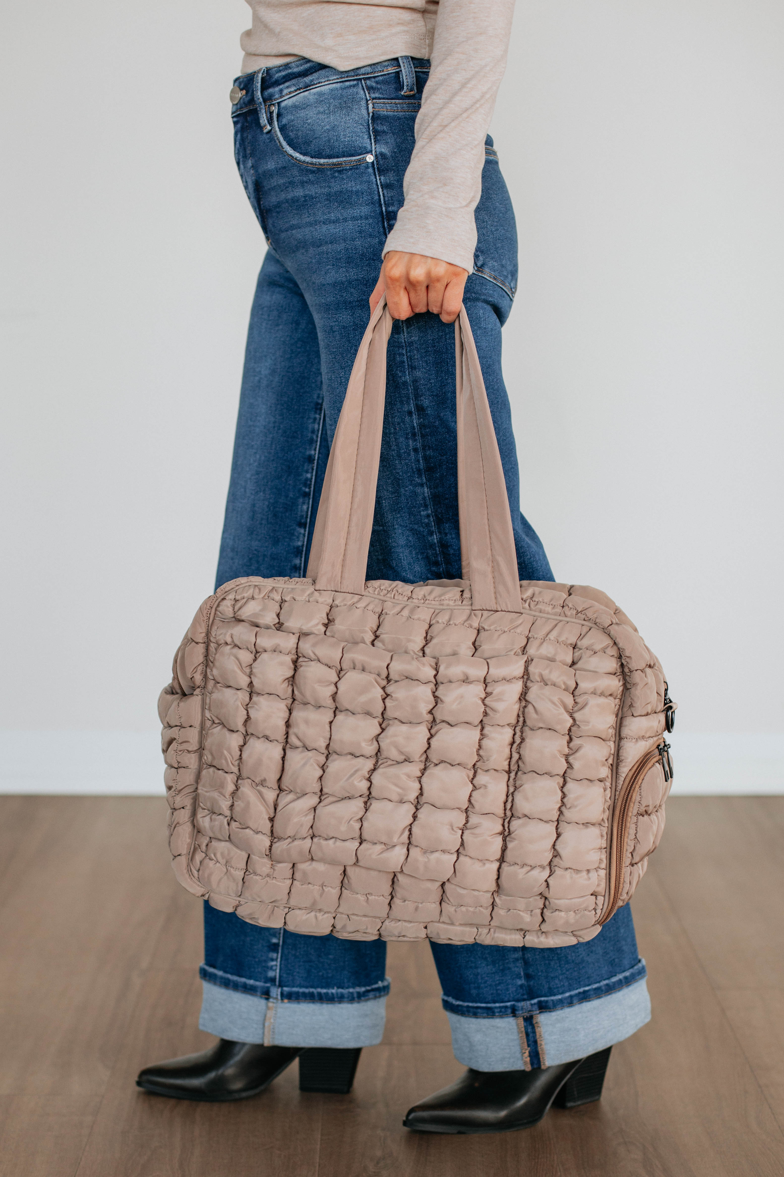 Off The Grid Quilted Weekender Bag - Tan