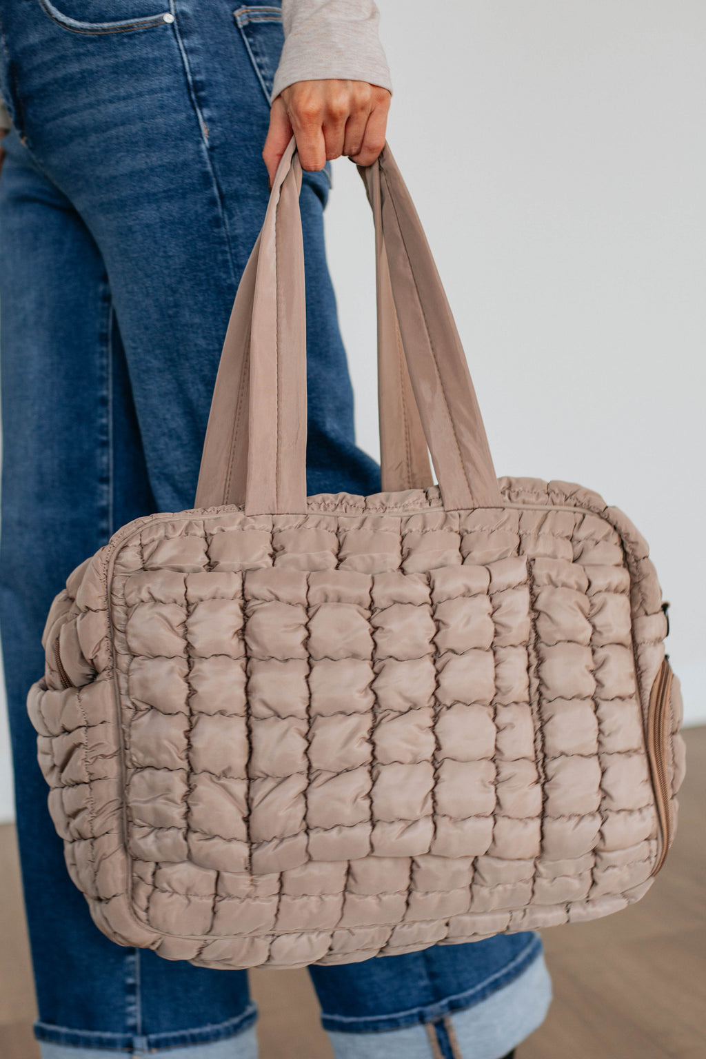 Off The Grid Quilted Weekender Bag - Tan