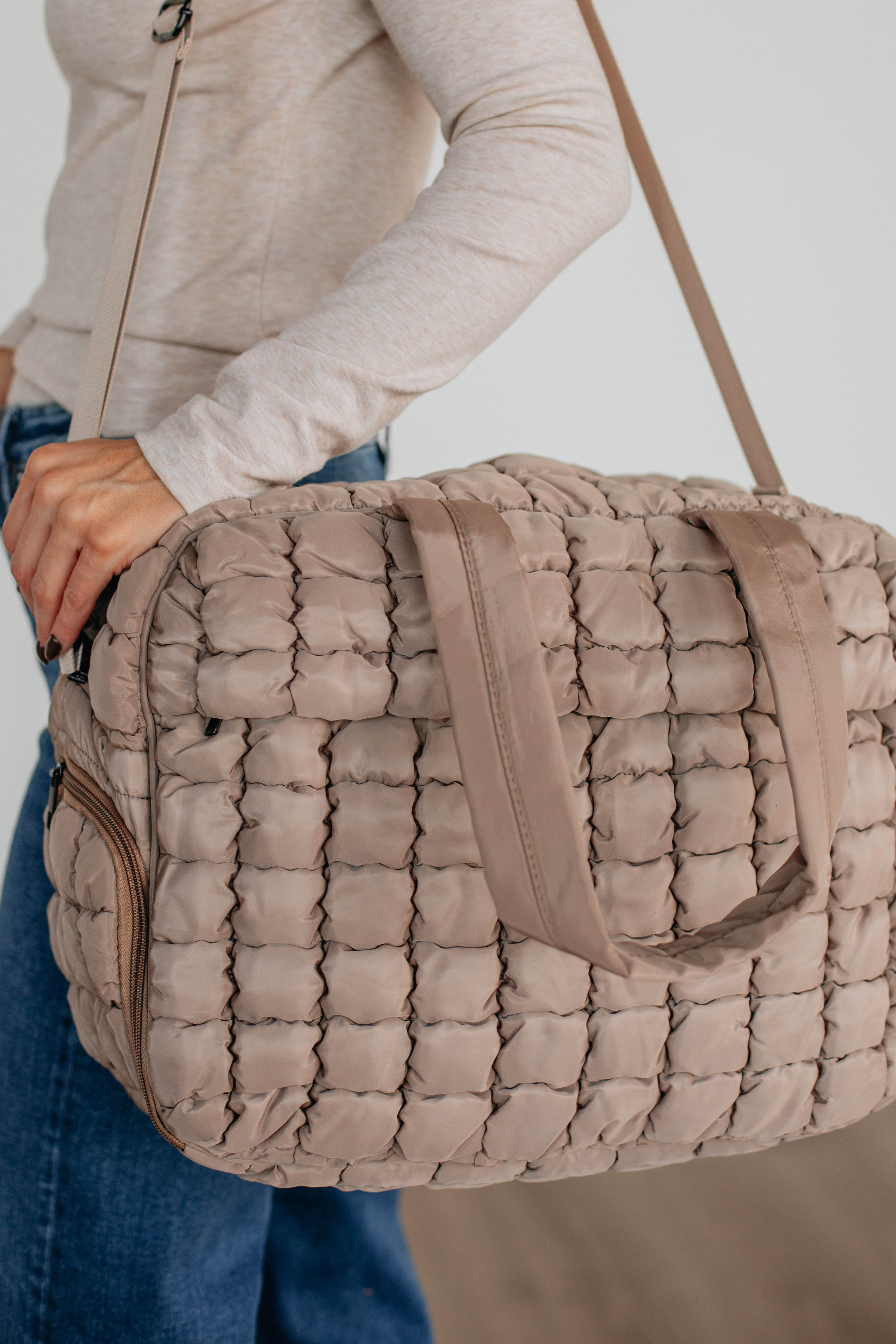 Off The Grid Quilted Weekender Bag - Tan