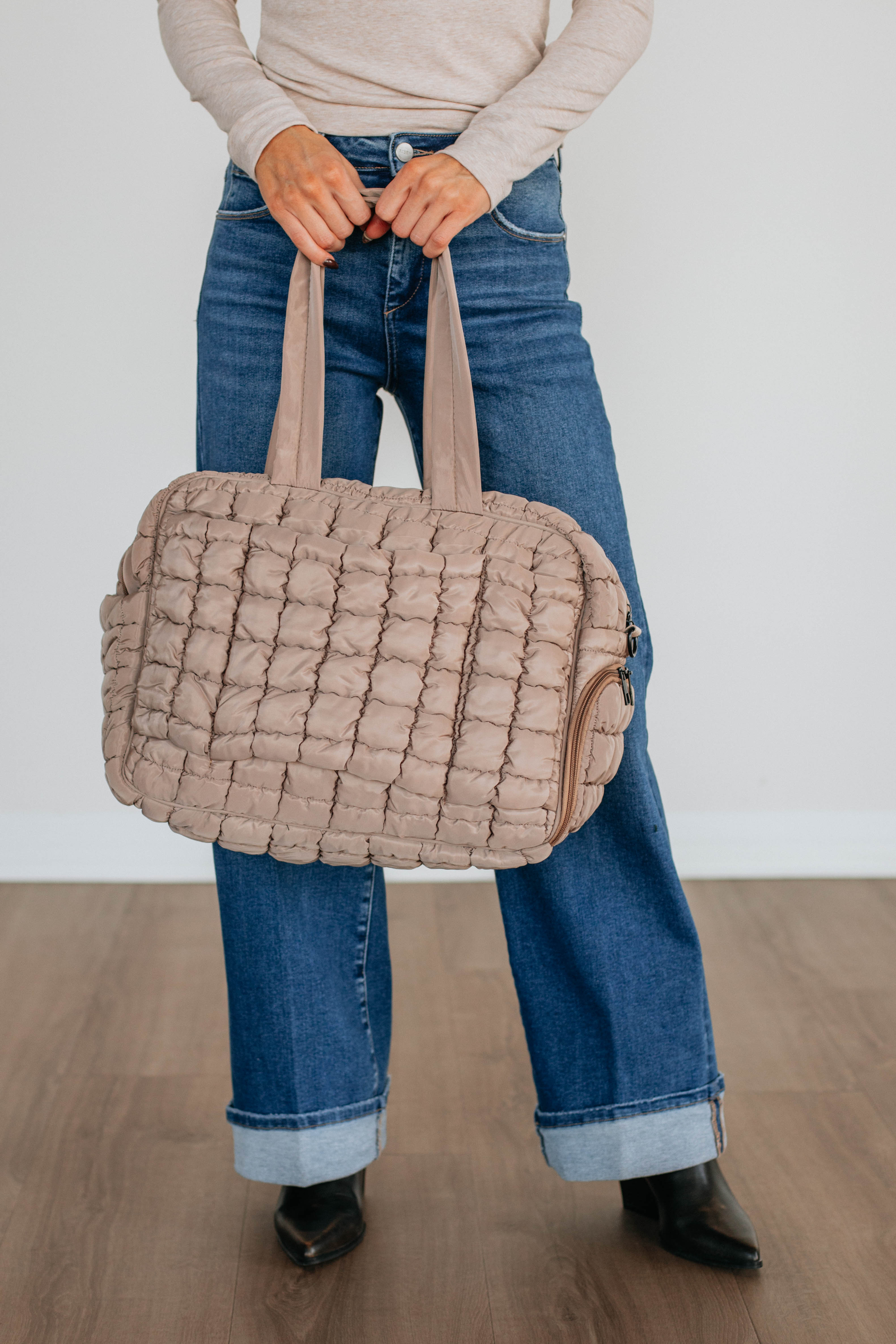 Off The Grid Quilted Weekender Bag - Tan