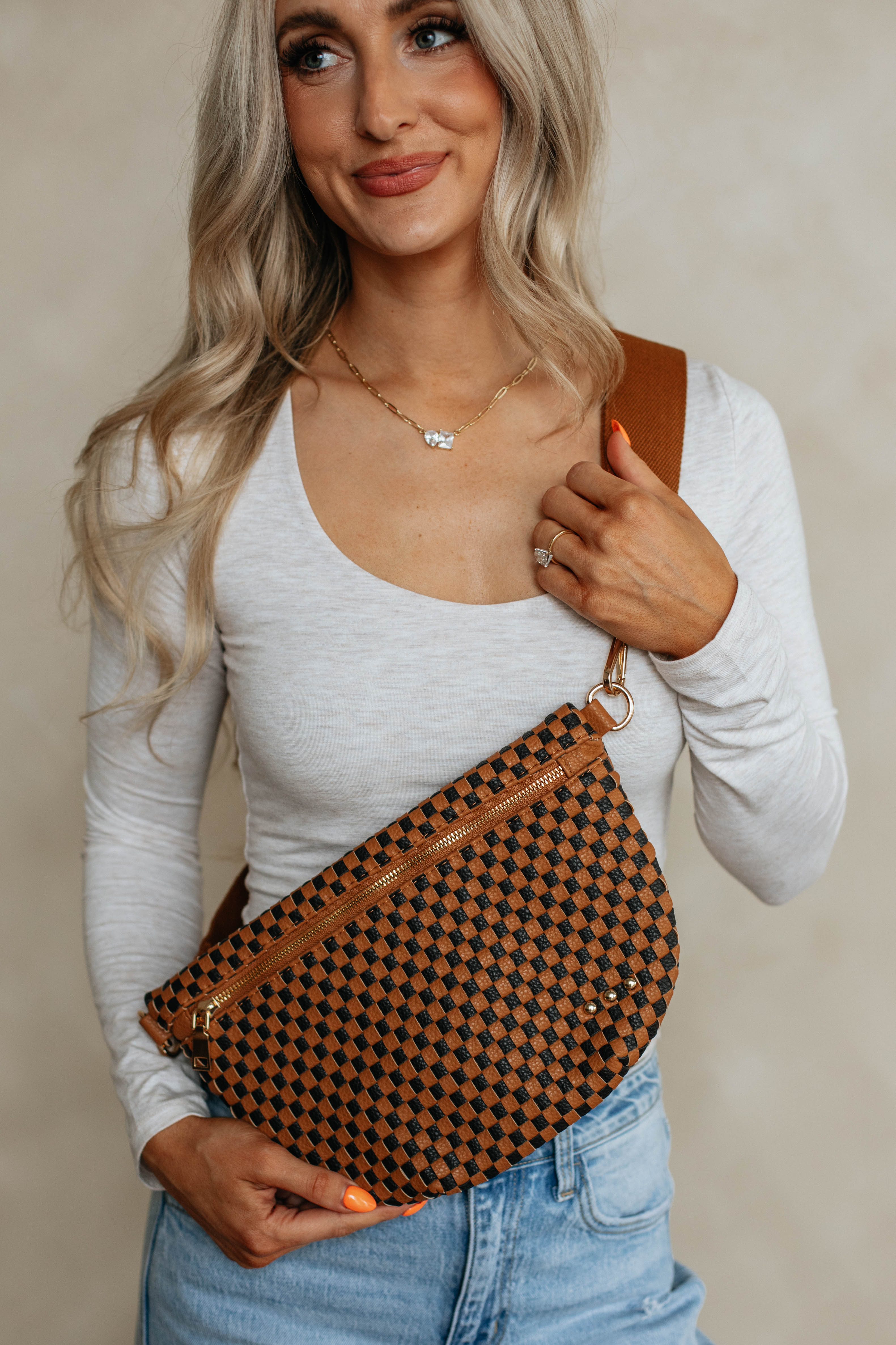 Patsy Checkered Bum Bag - Espresso