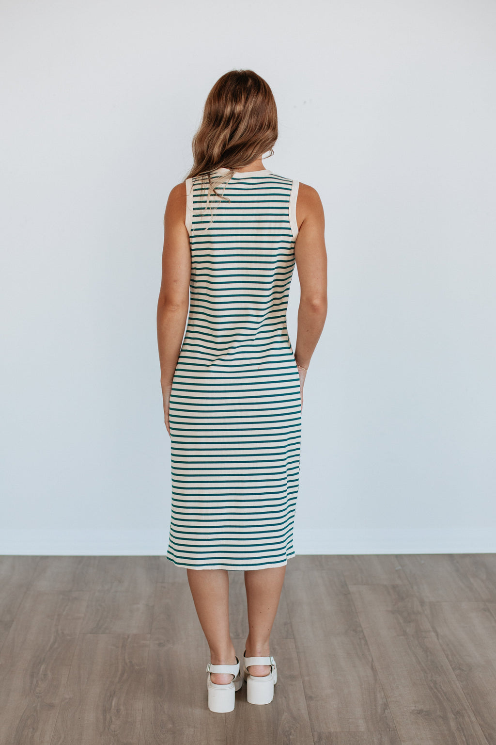 Pattie Striped Dress - Hunter Green Mix