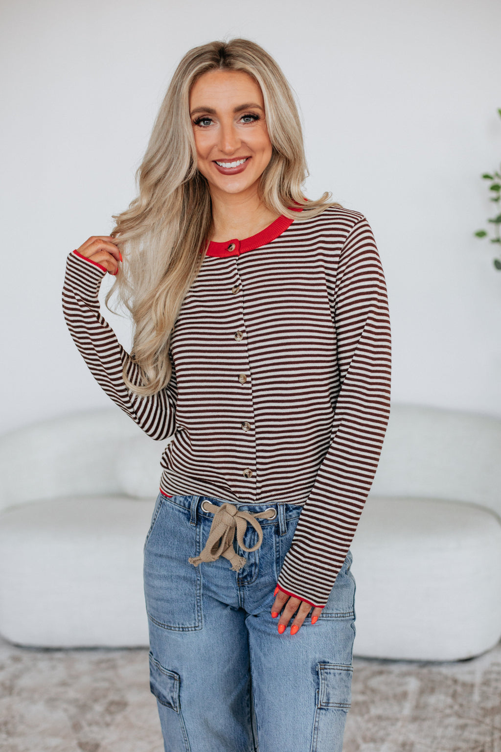 Quinley Striped Cardigan - Cherry Mix