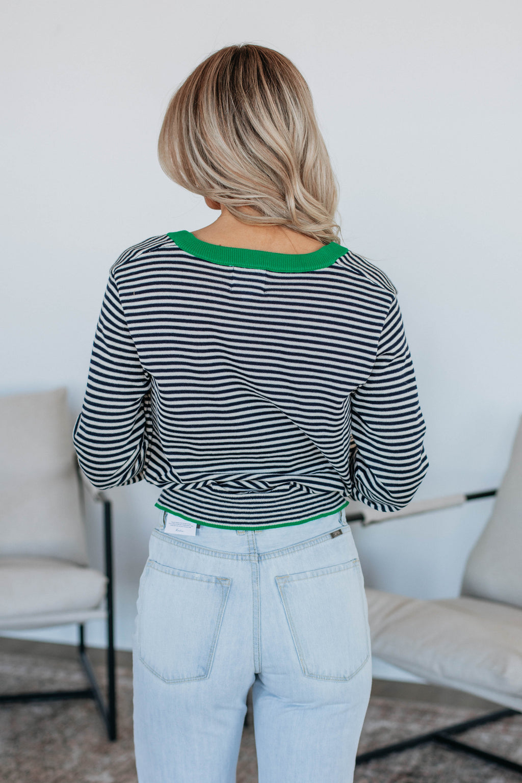Quinley Striped Cardigan - Kelly Green Mix