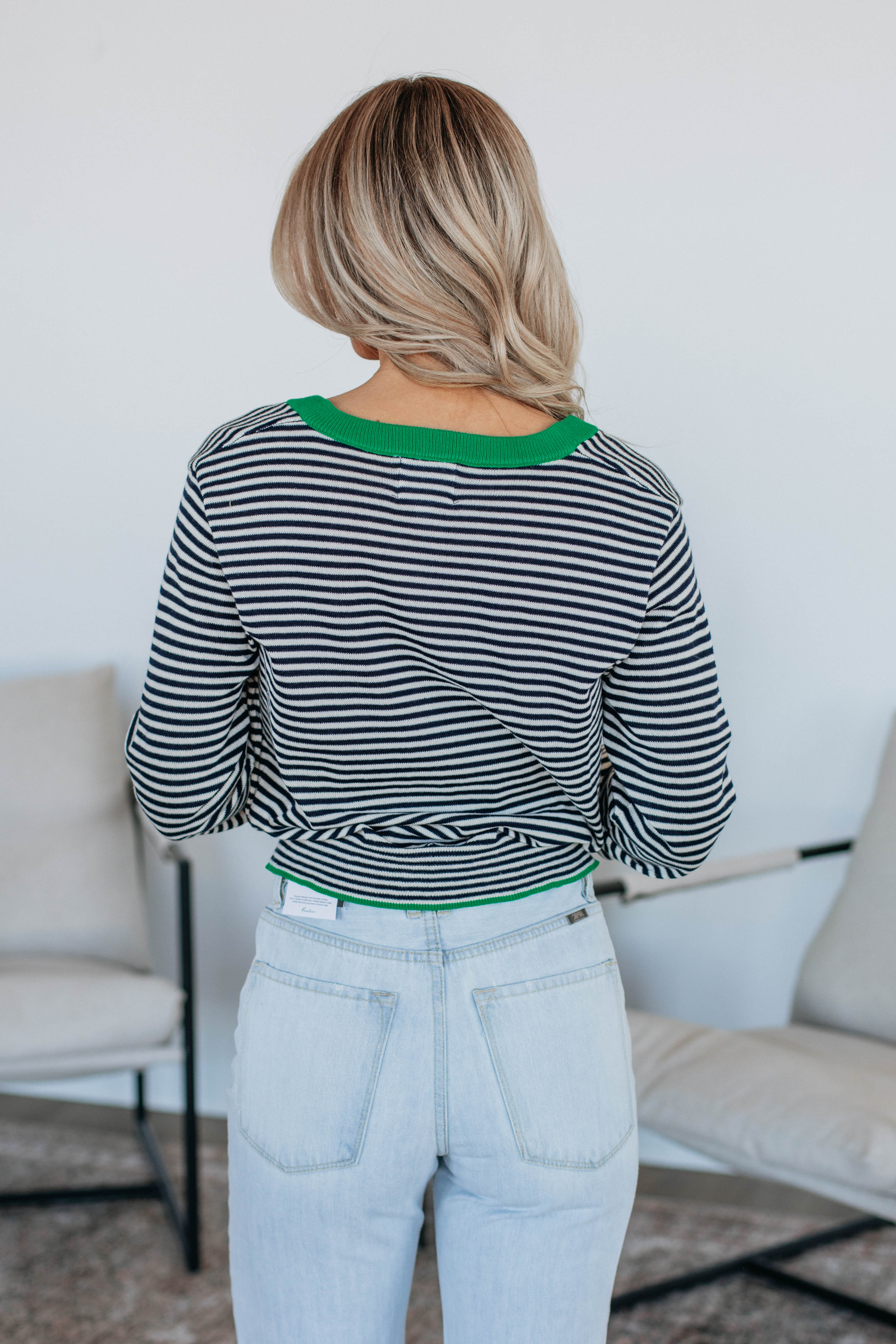 Quinley Striped Cardigan - Kelly Green Mix