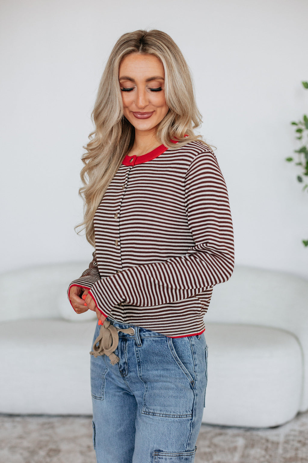 Quinley Striped Cardigan - Cherry Mix