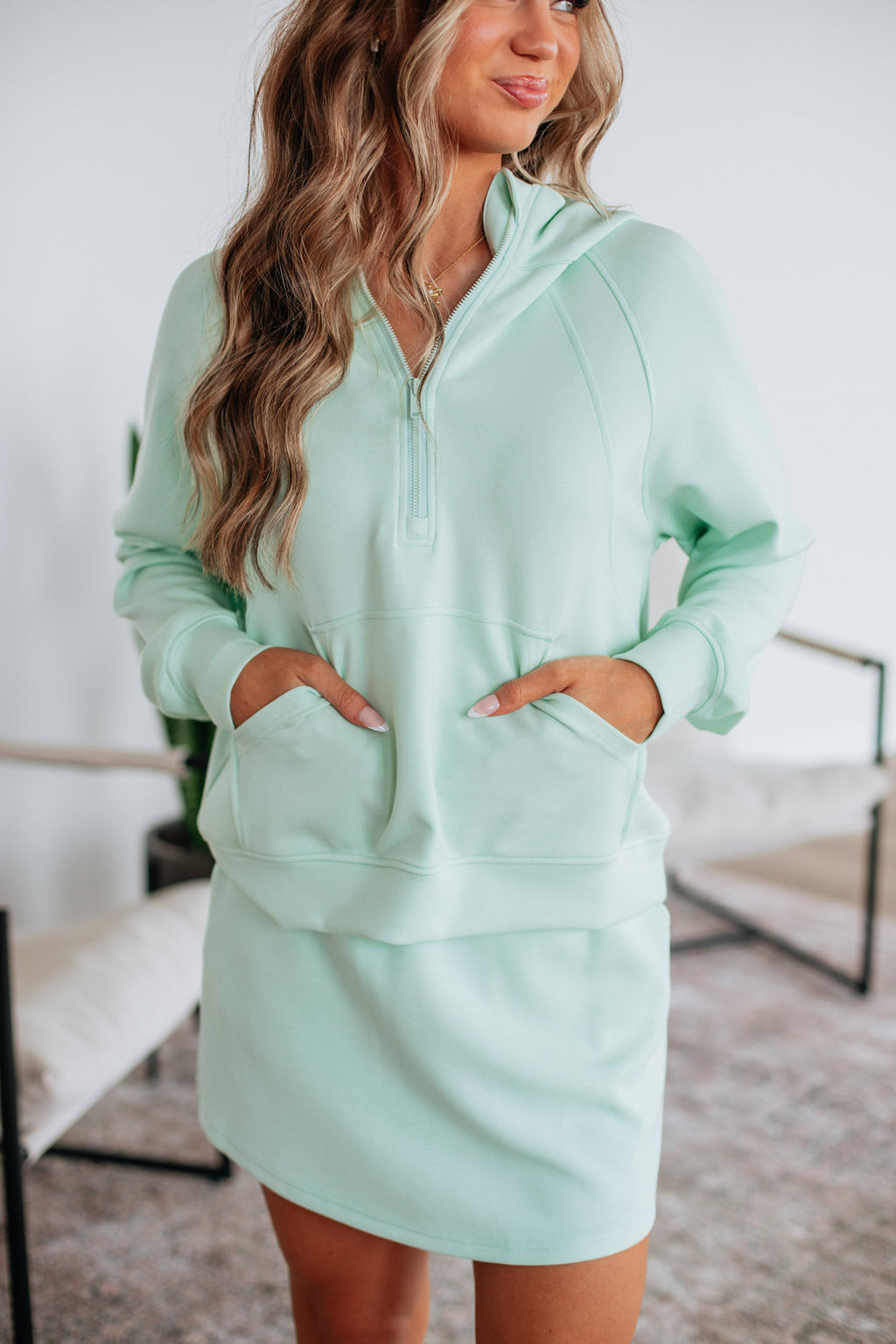 Aubrie Half-Zip Pullover - Mint