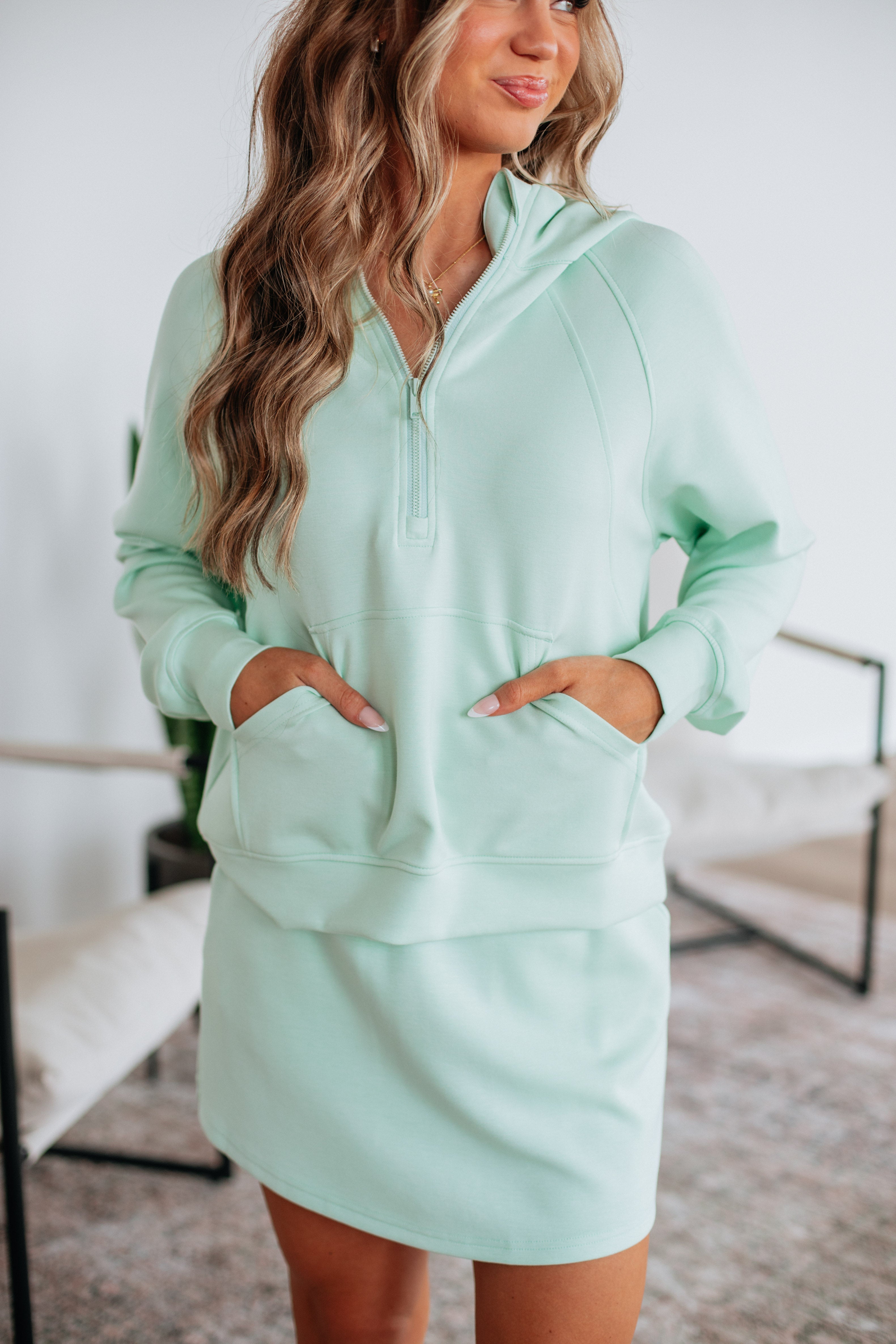 Aubrie Half-Zip Pullover - Mint