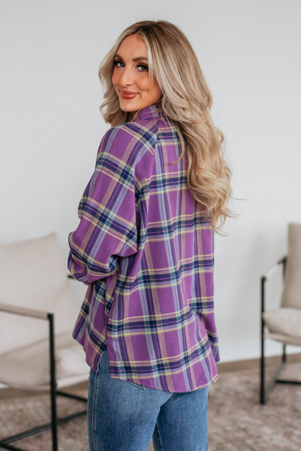 Jema Flannel Top - Violet Mix