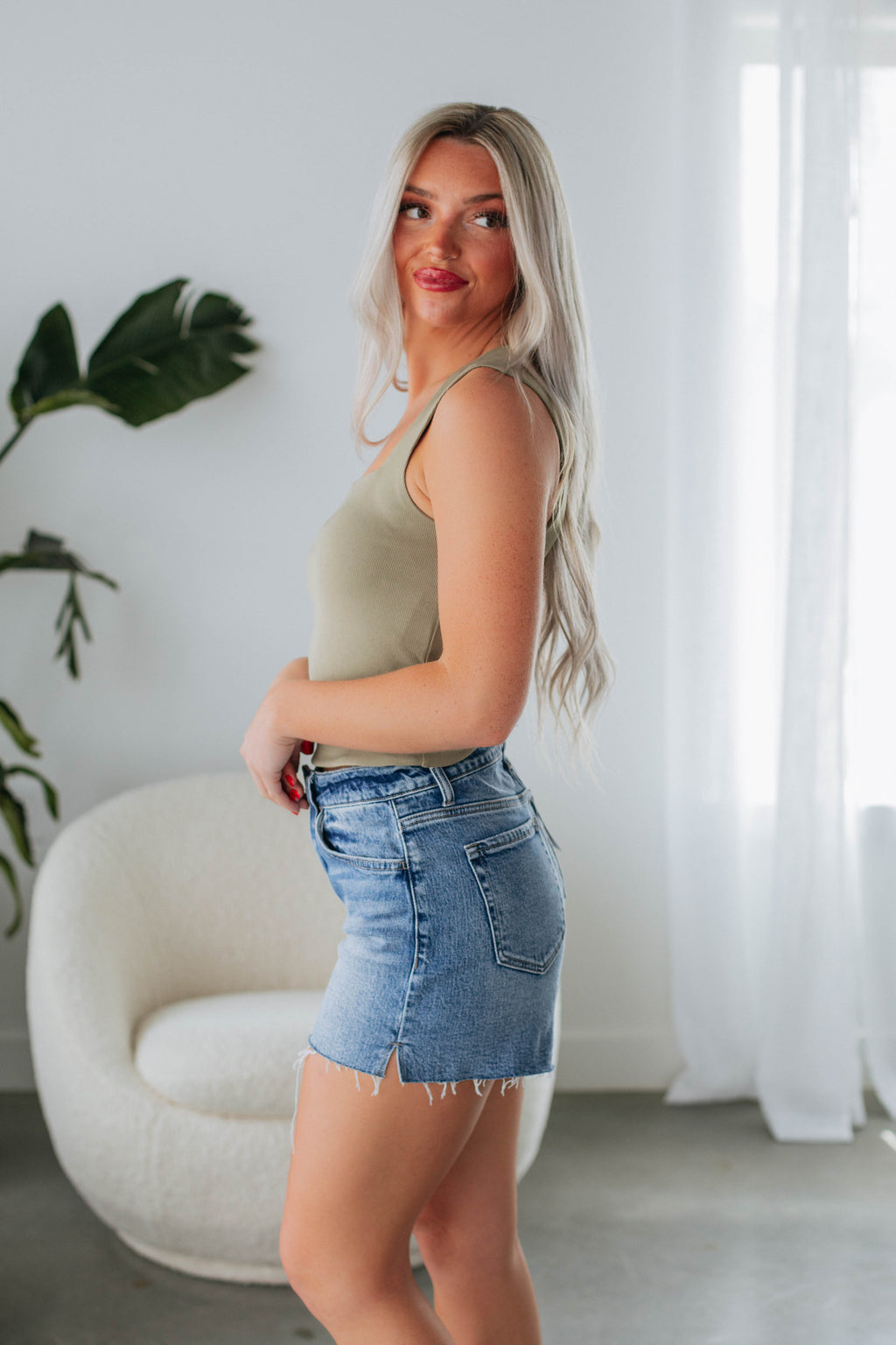 Riva Ribbed Top - Moss