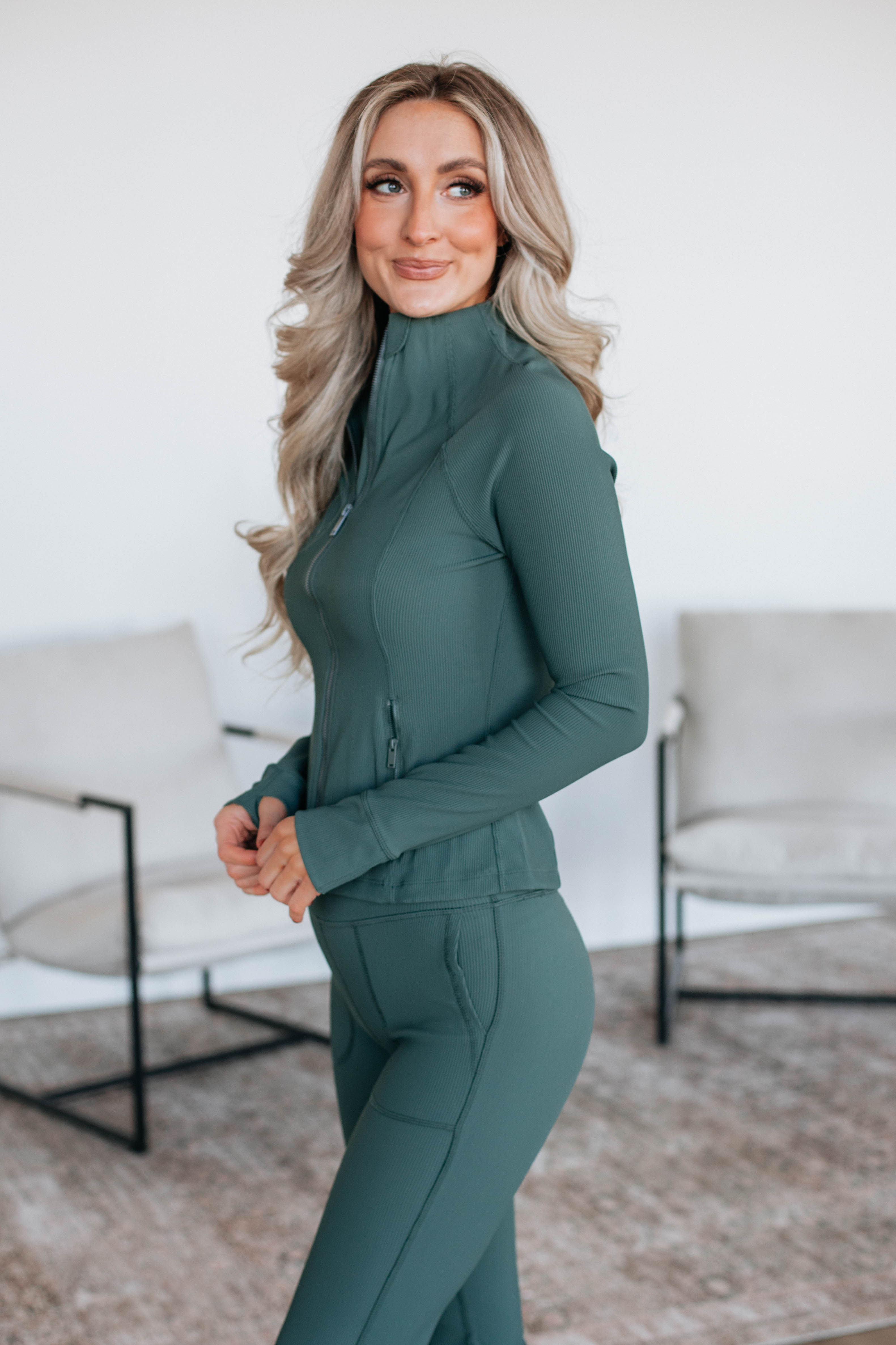 Rixie Ribbed Active Jacket - Spruce