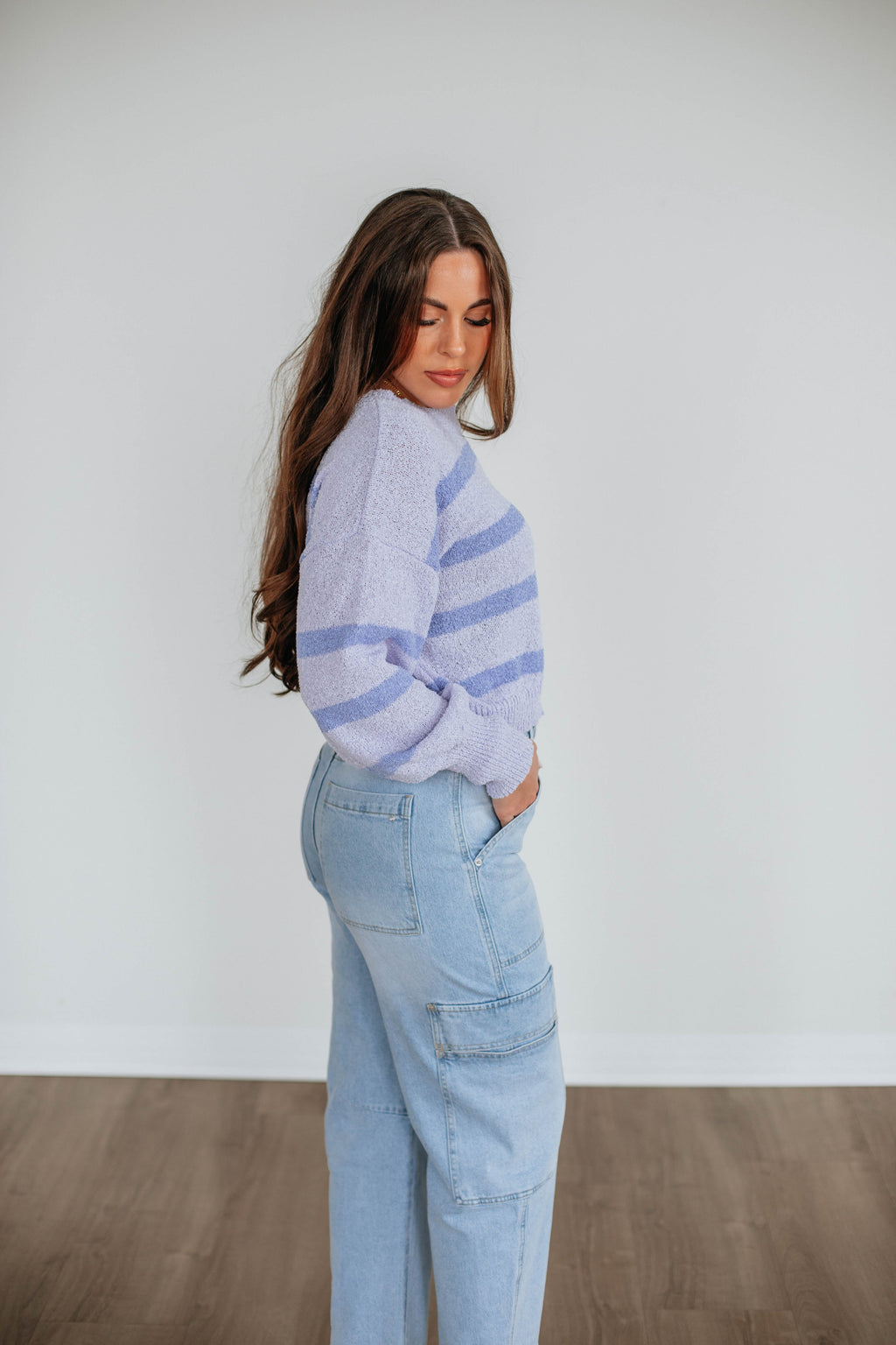 Aubriana Striped Sweater - Lavender Mix
