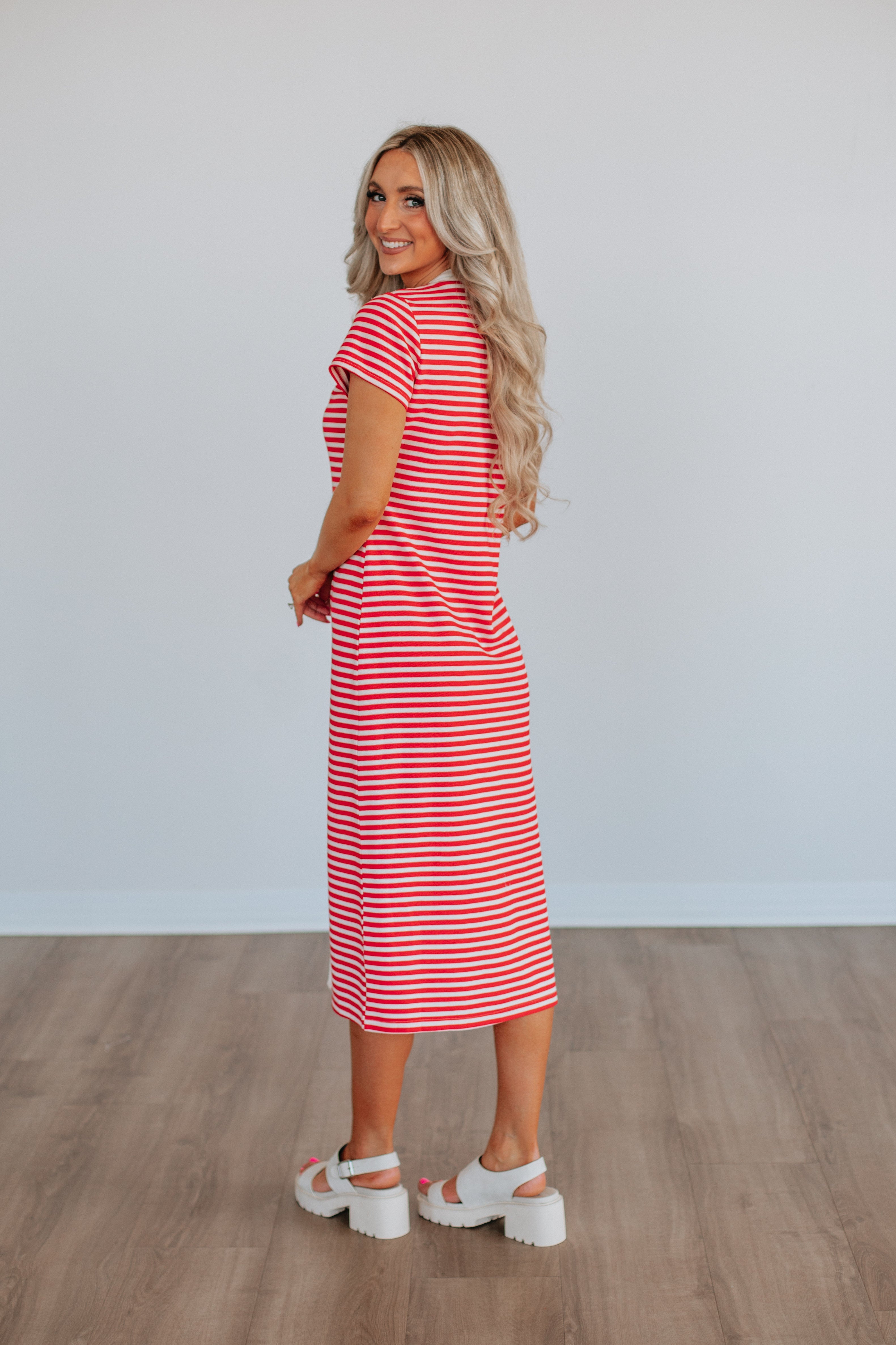 Paylor Striped Dress - Cherry