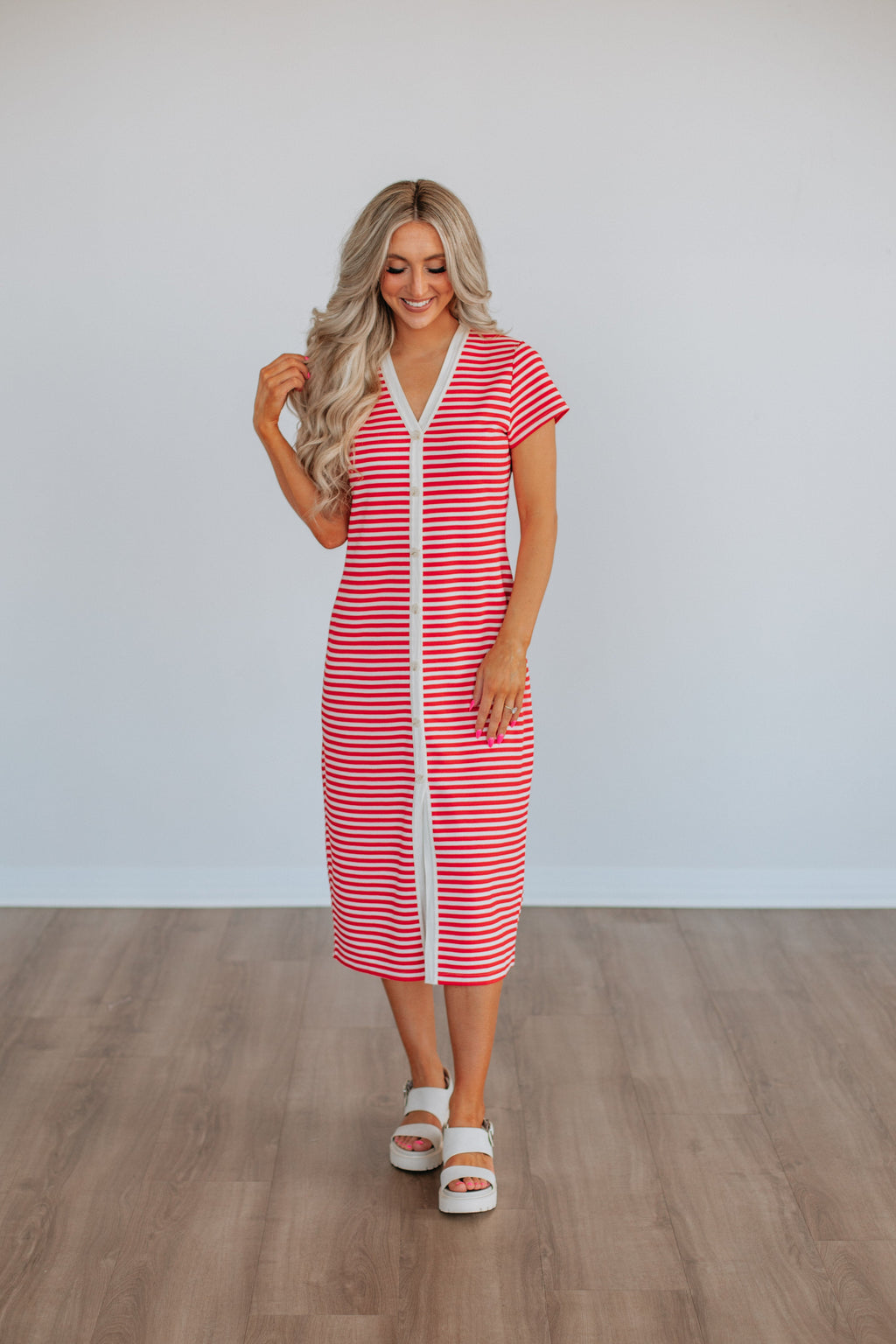 Paylor Striped Dress - Cherry