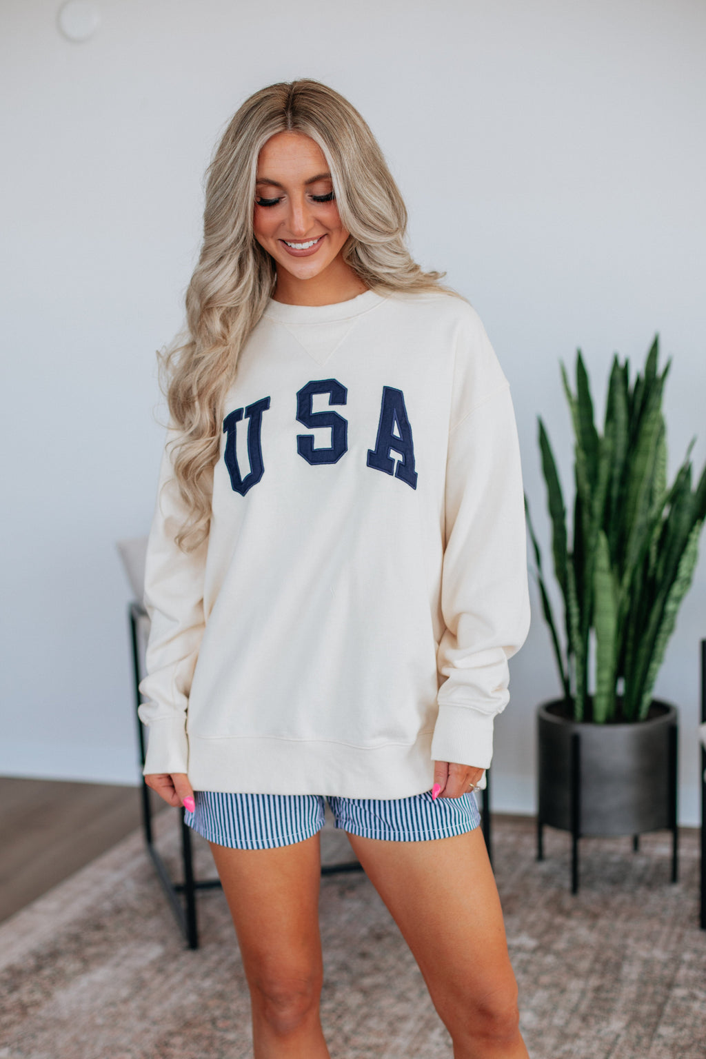 Dempsey Striped Denim Shorts - Navy Mix