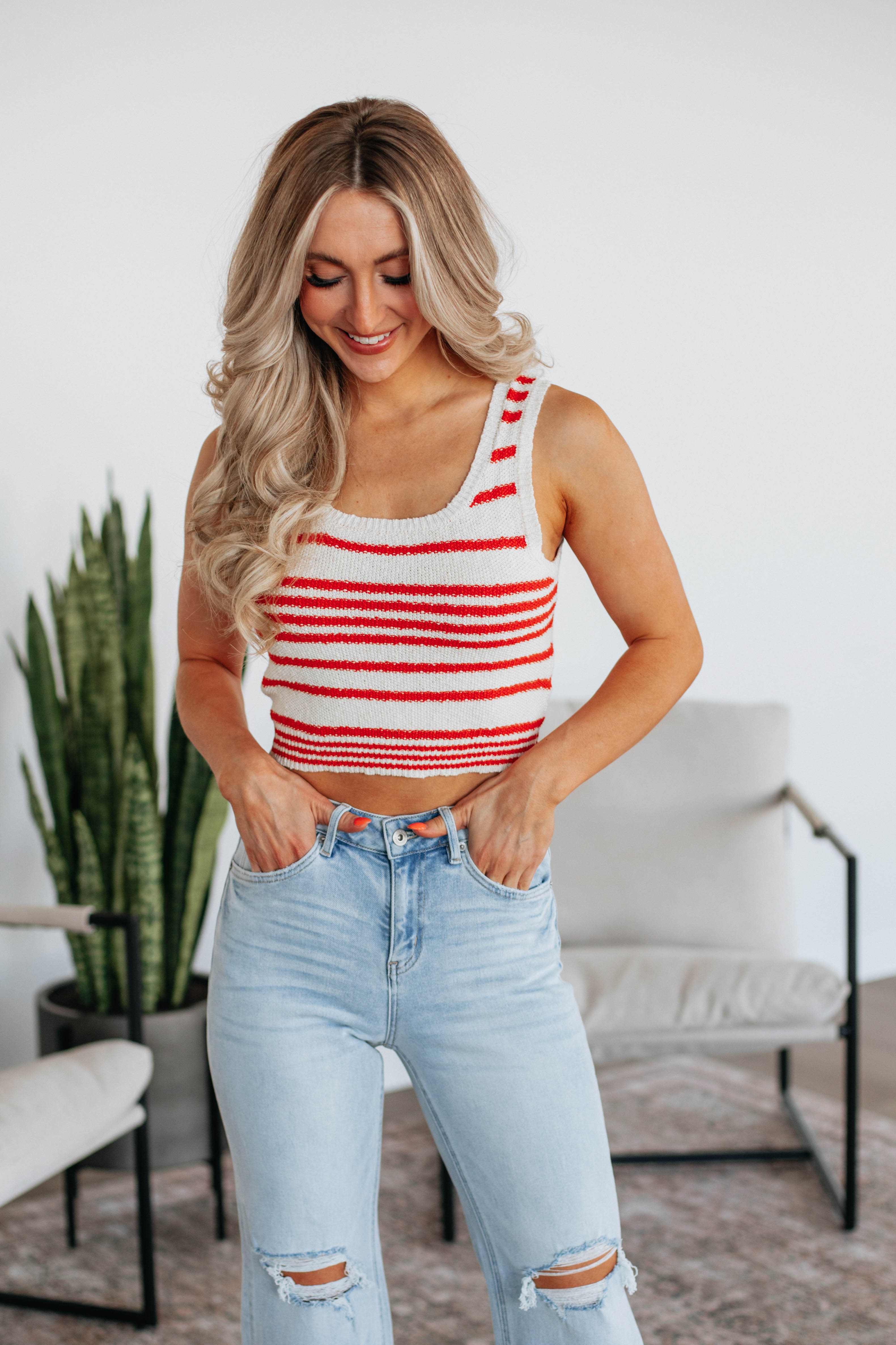 Scottie Striped Tank - Cherry Mix