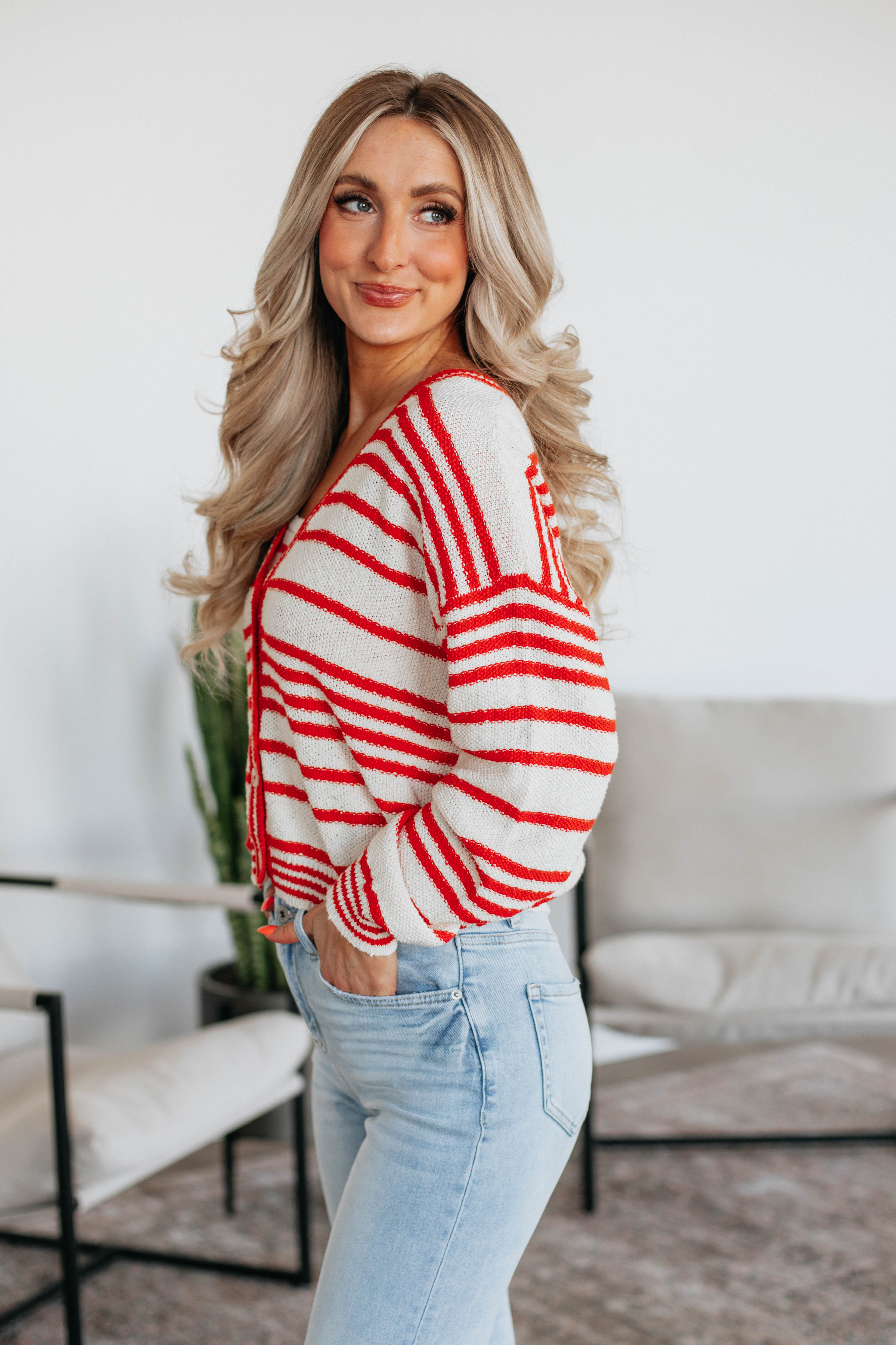 Scottie Striped Cardigan - Cherry Mix