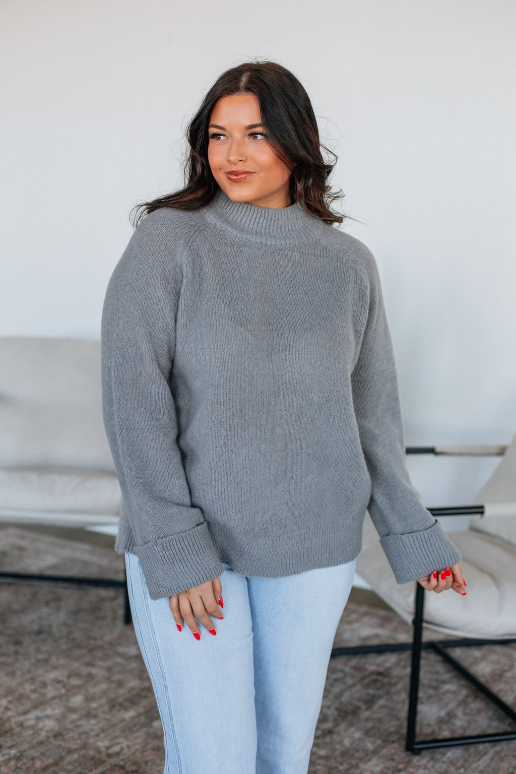 Samson Mock Neck Sweater - Grey