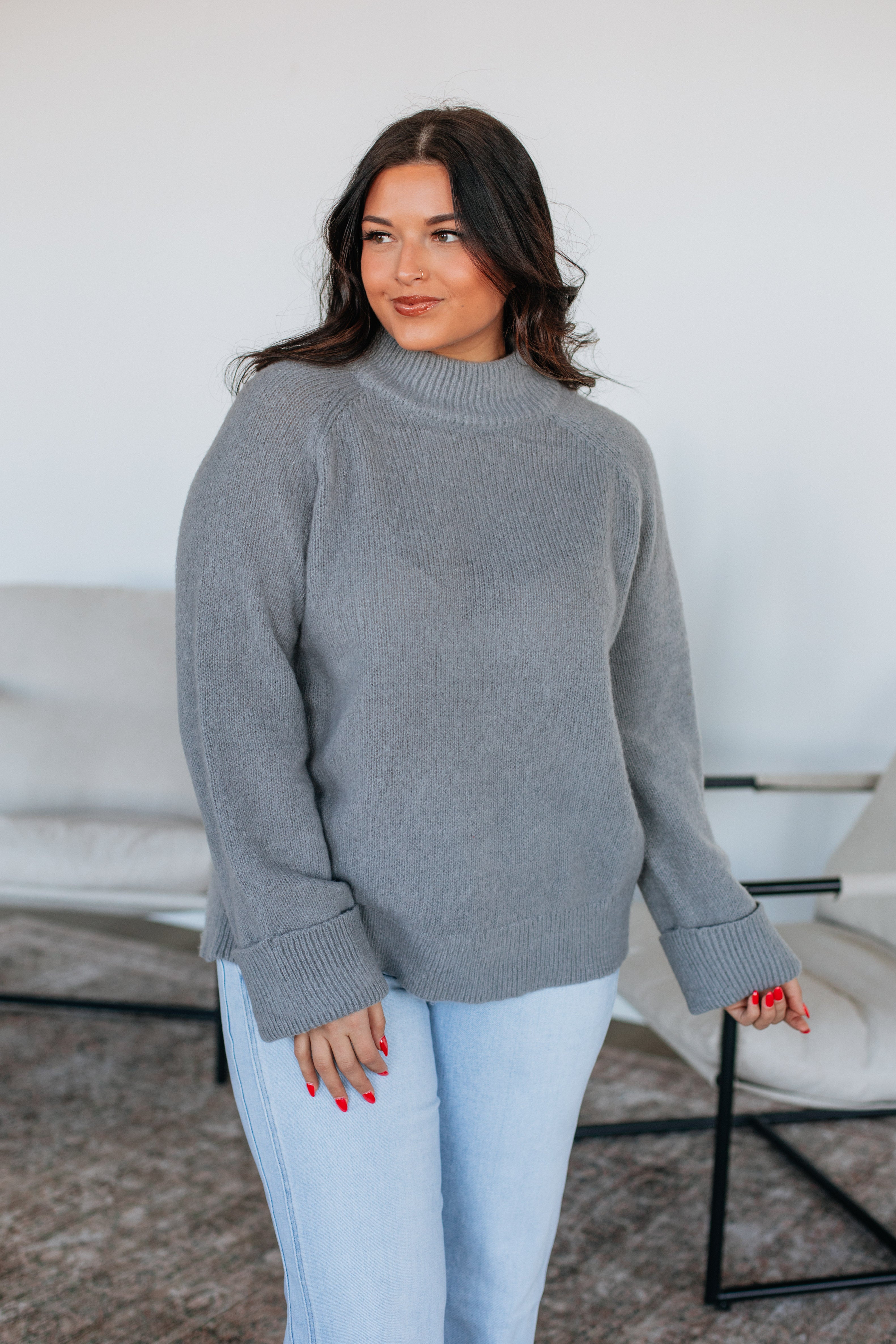 Samson Mock Neck Sweater - Grey