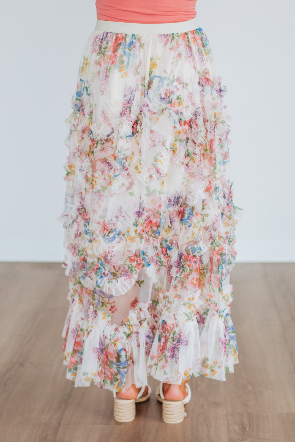 Shaya Floral Skirt - Ecru Mix