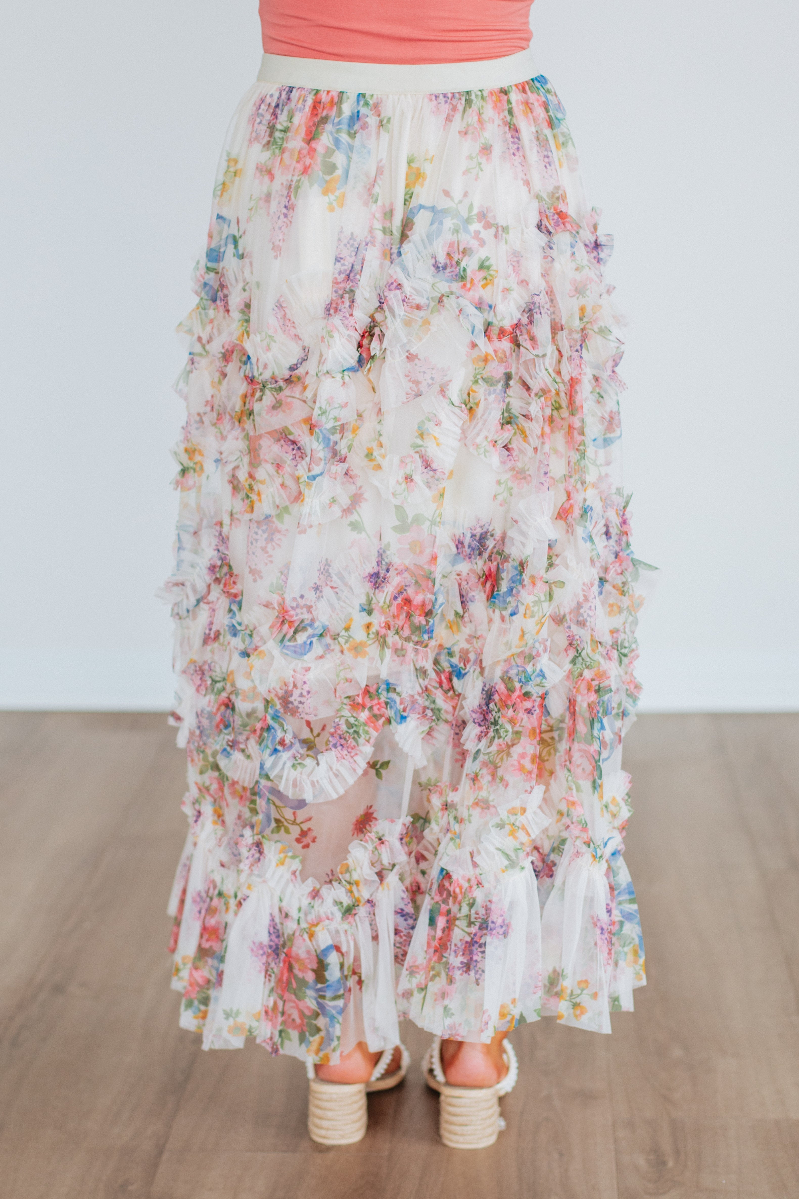 Shaya Floral Skirt - Ecru Mix