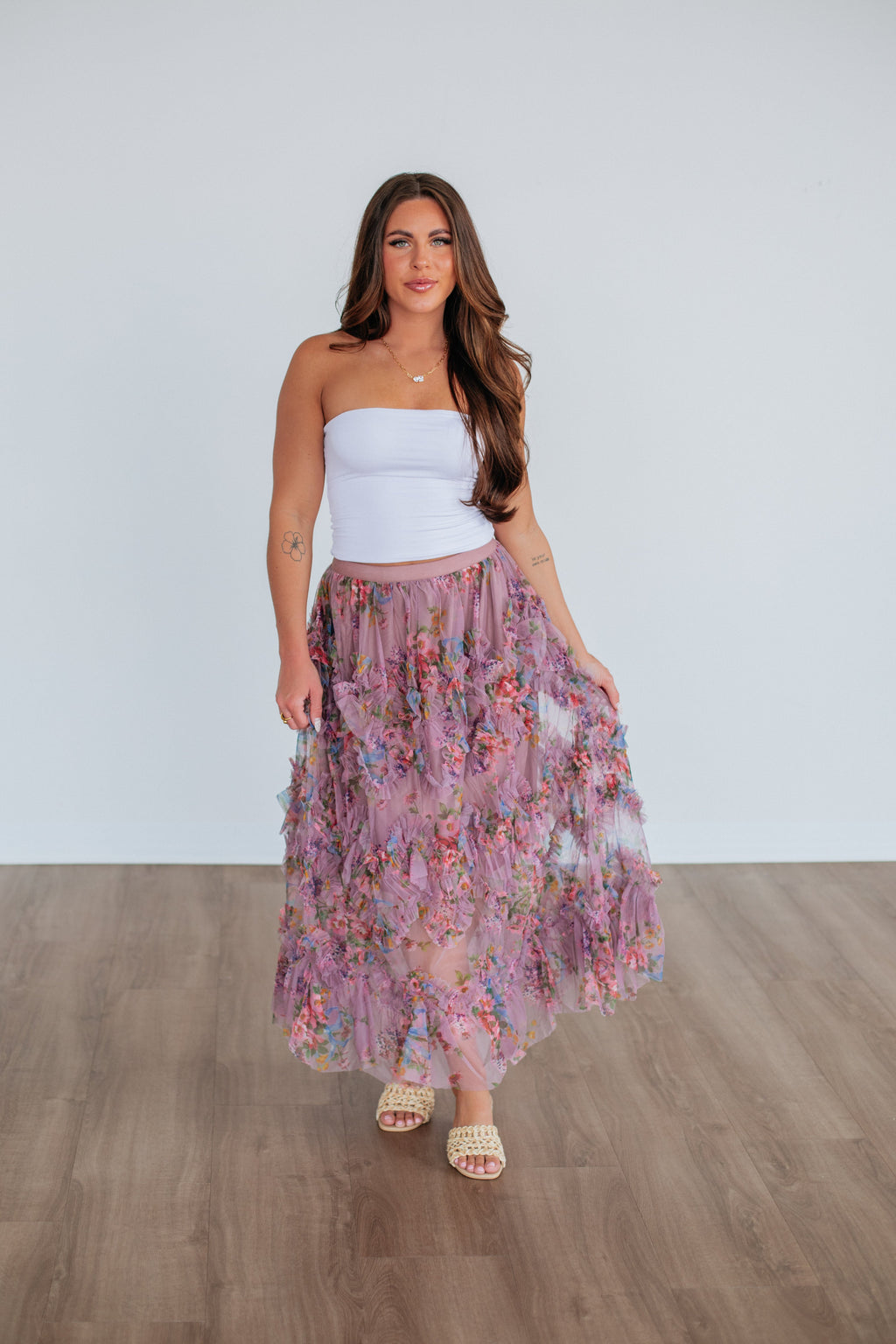 Shaya Floral Skirt - Mauve Mix
