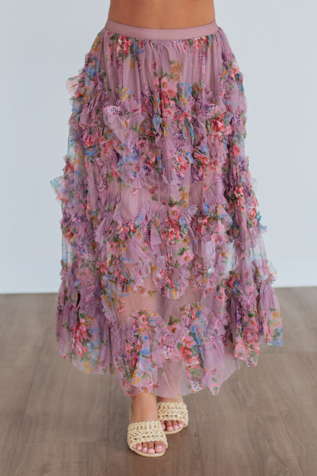 Shaya Floral Skirt - Mauve Mix