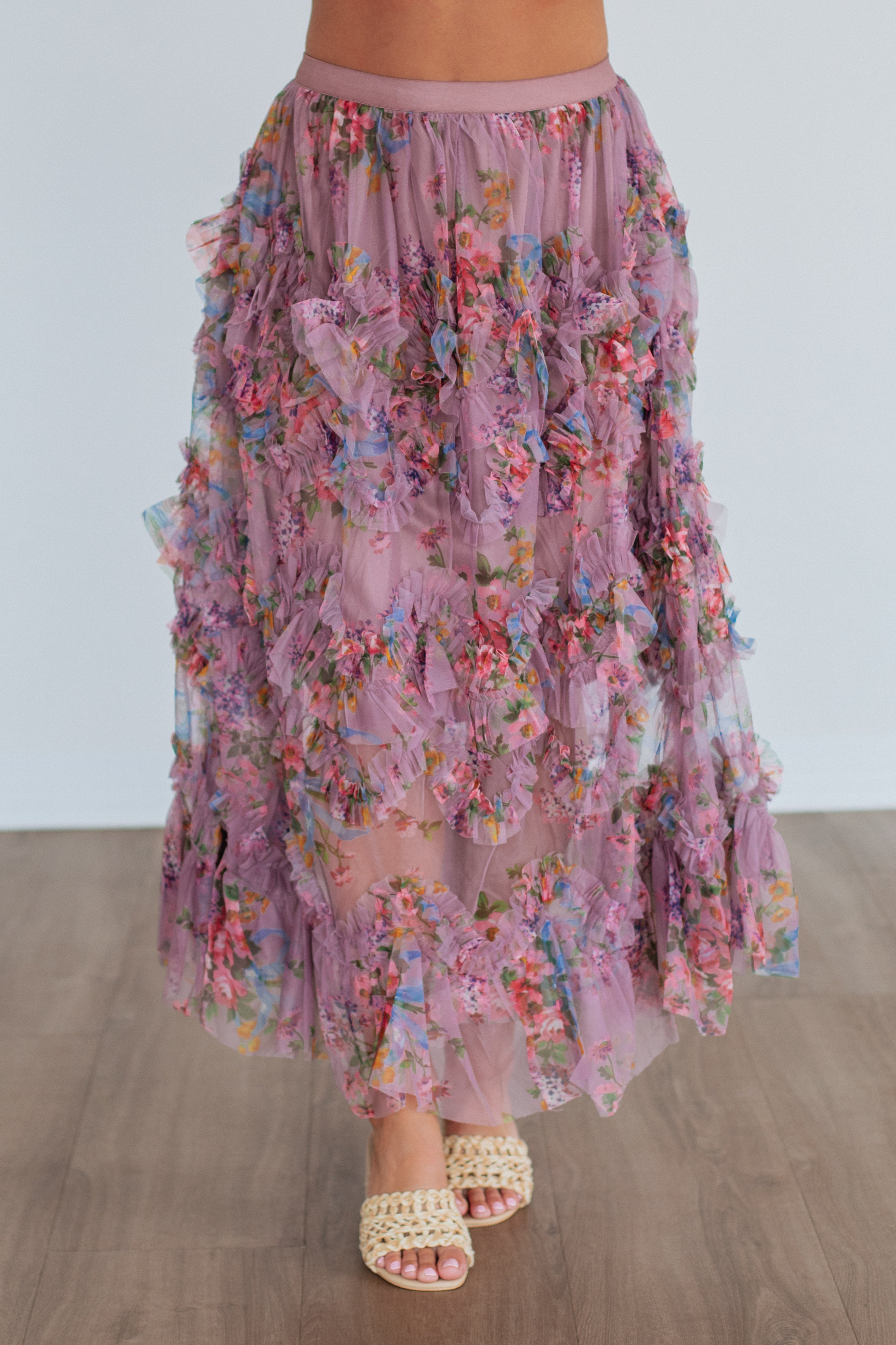 Shaya Floral Skirt - Mauve Mix