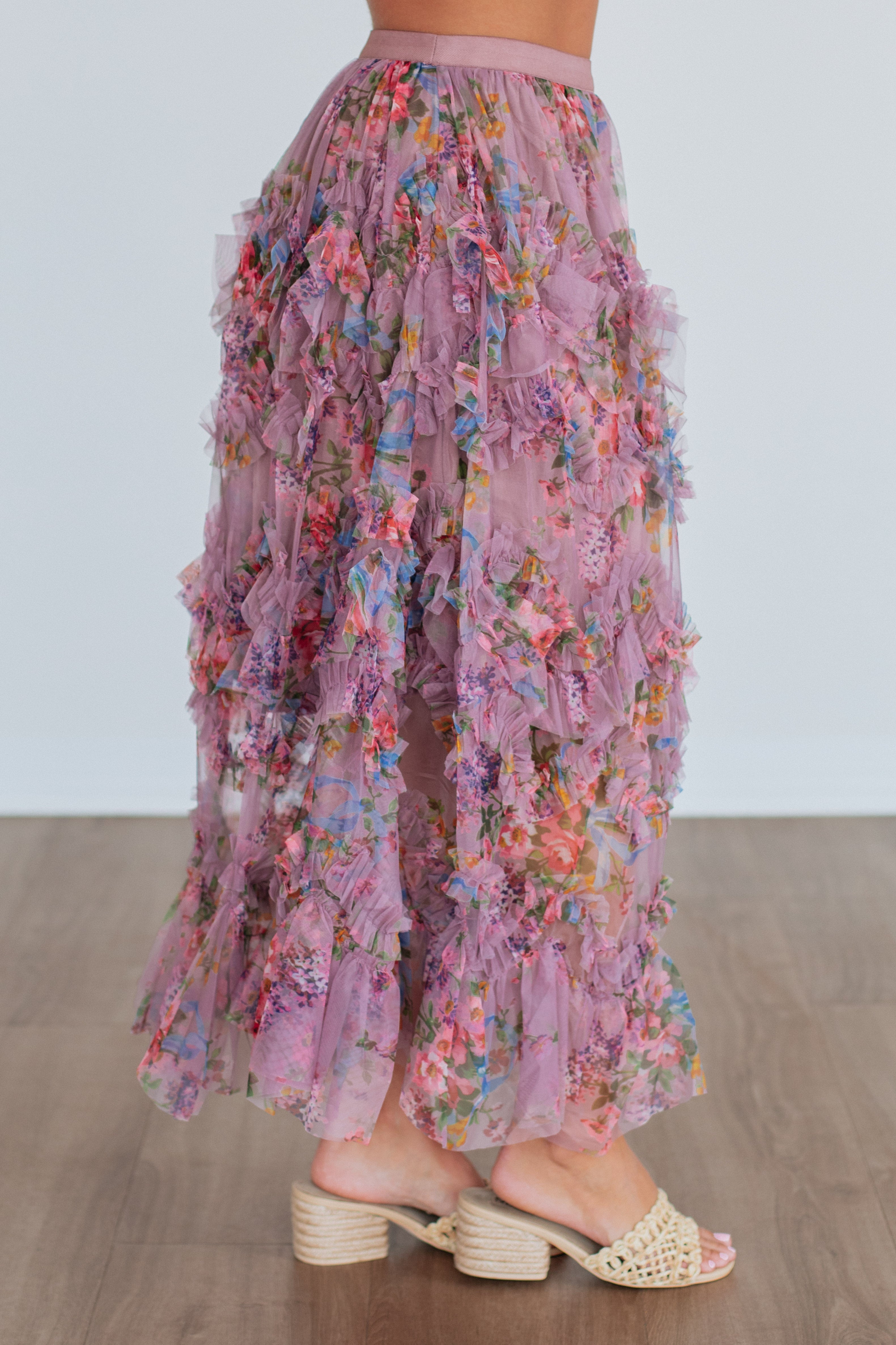 Shaya Floral Skirt - Mauve Mix