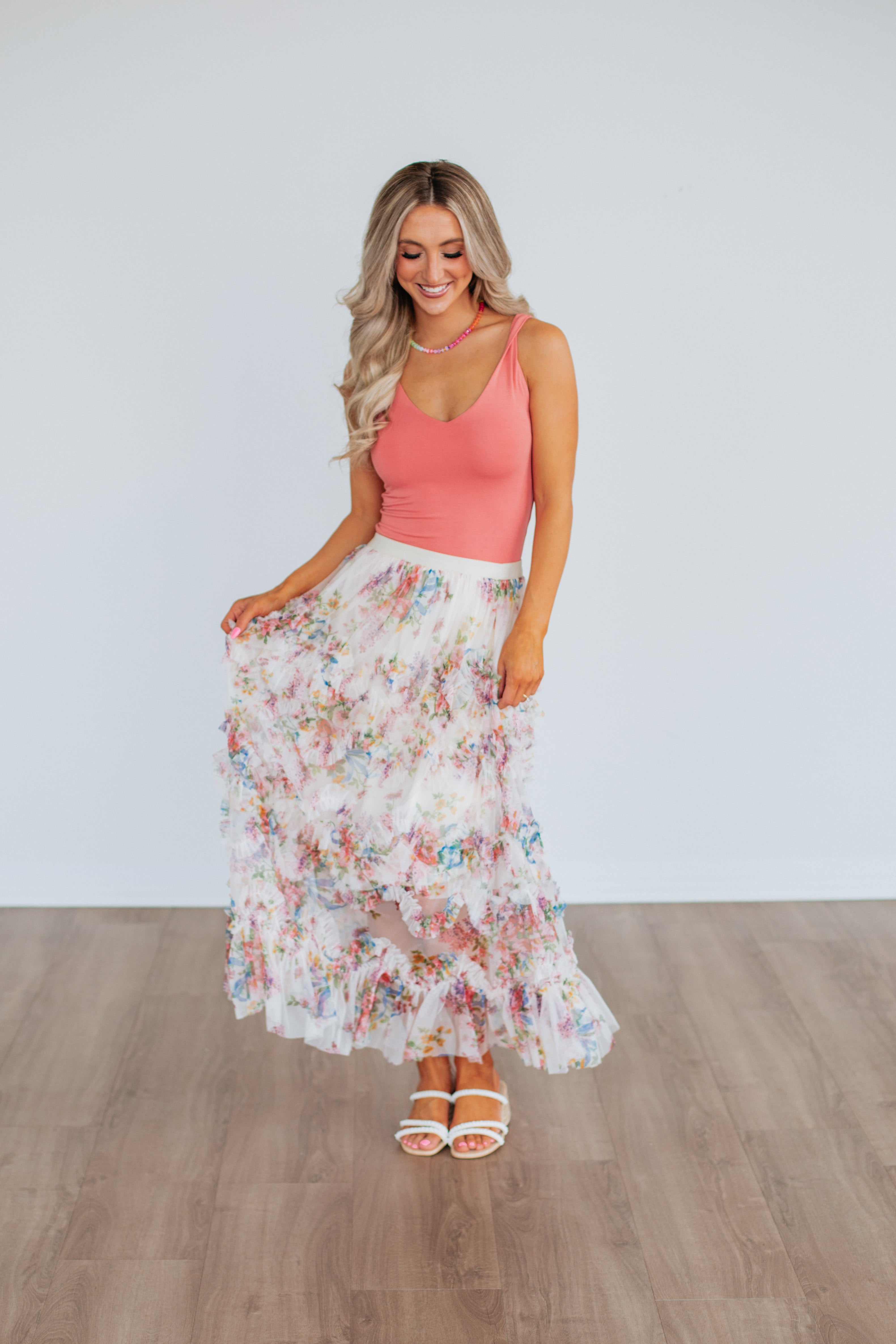 Shaya Floral Skirt - Ecru Mix