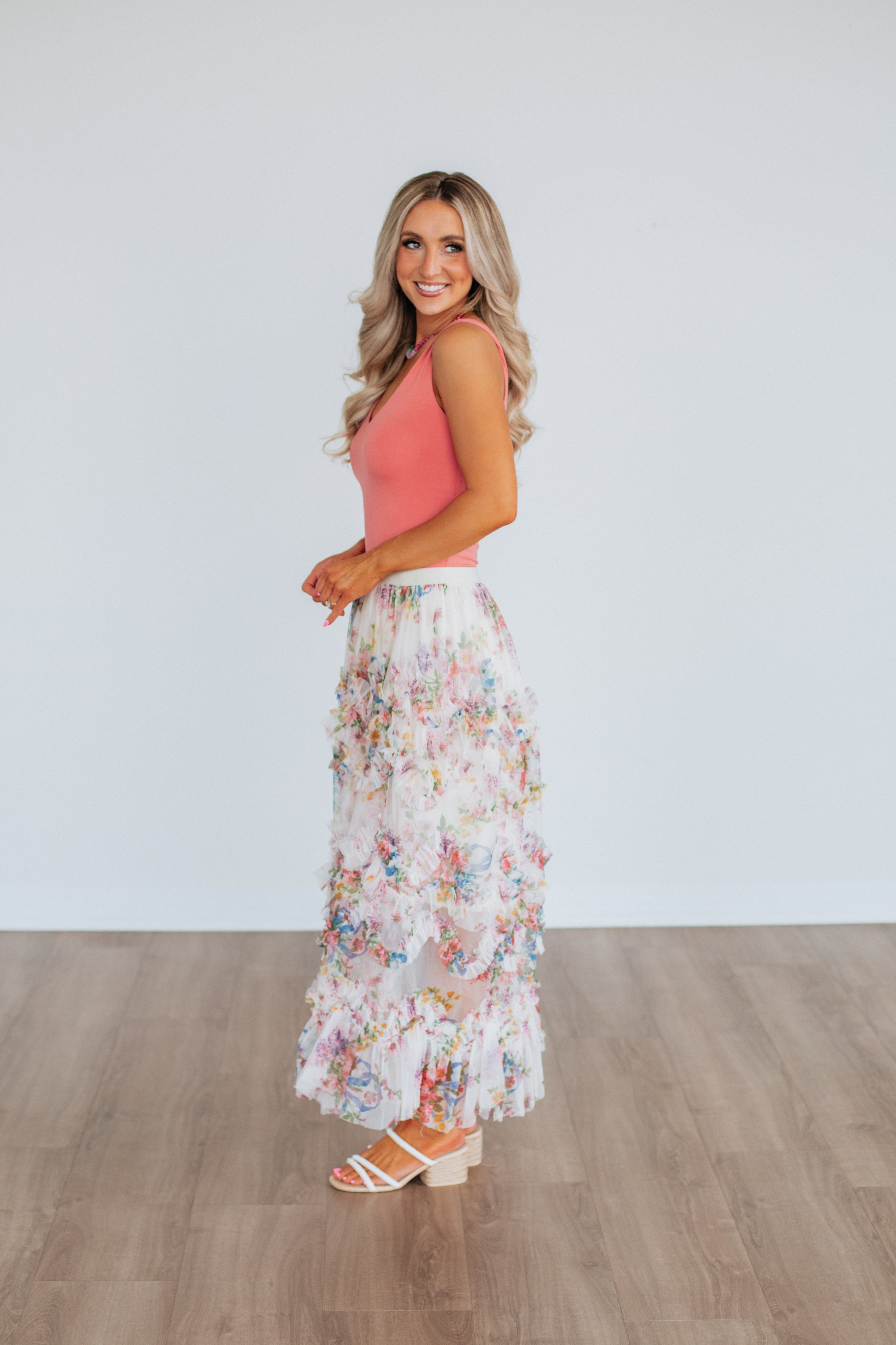 Shaya Floral Skirt - Ecru Mix