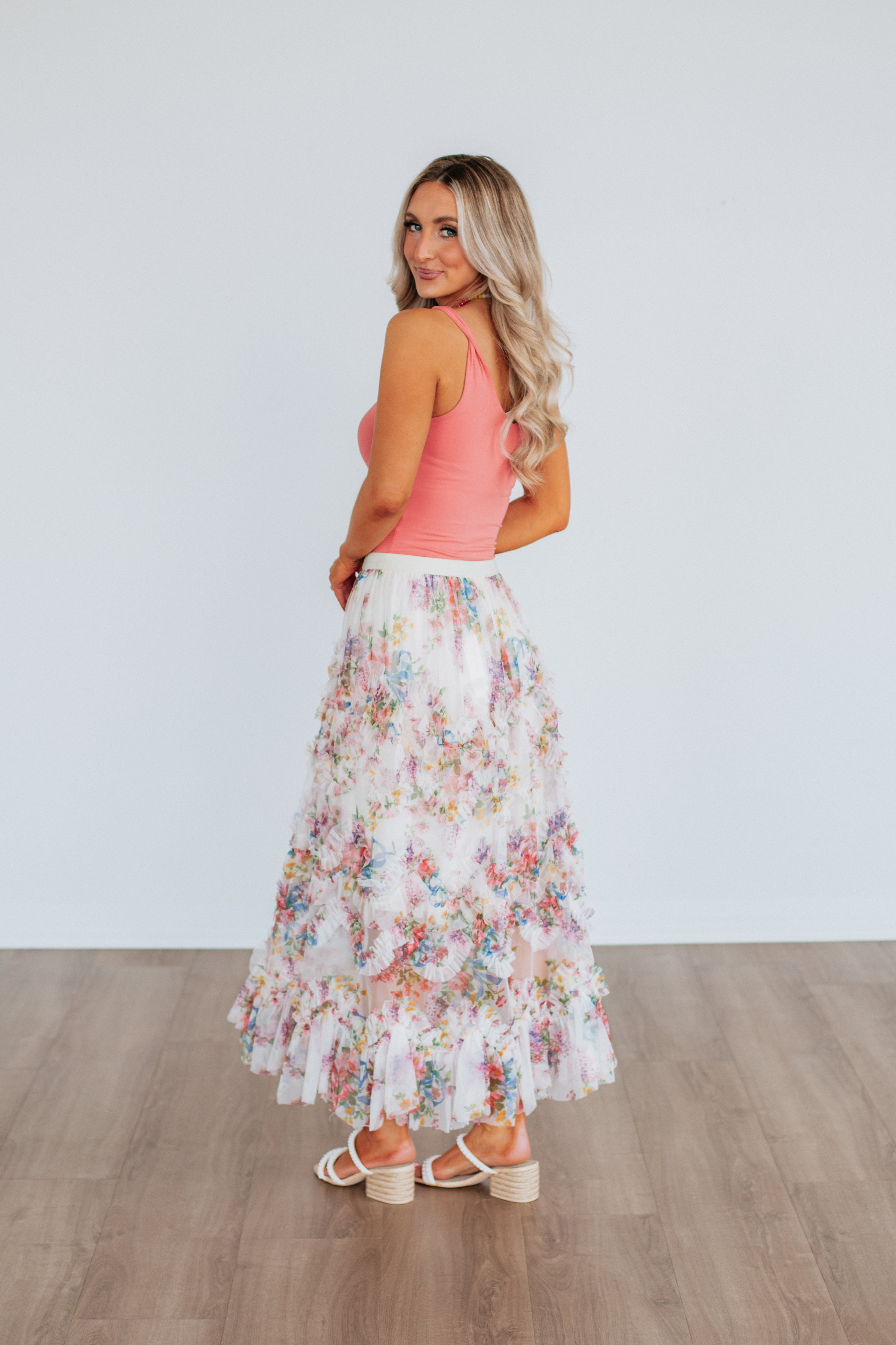 Shaya Floral Skirt - Ecru Mix