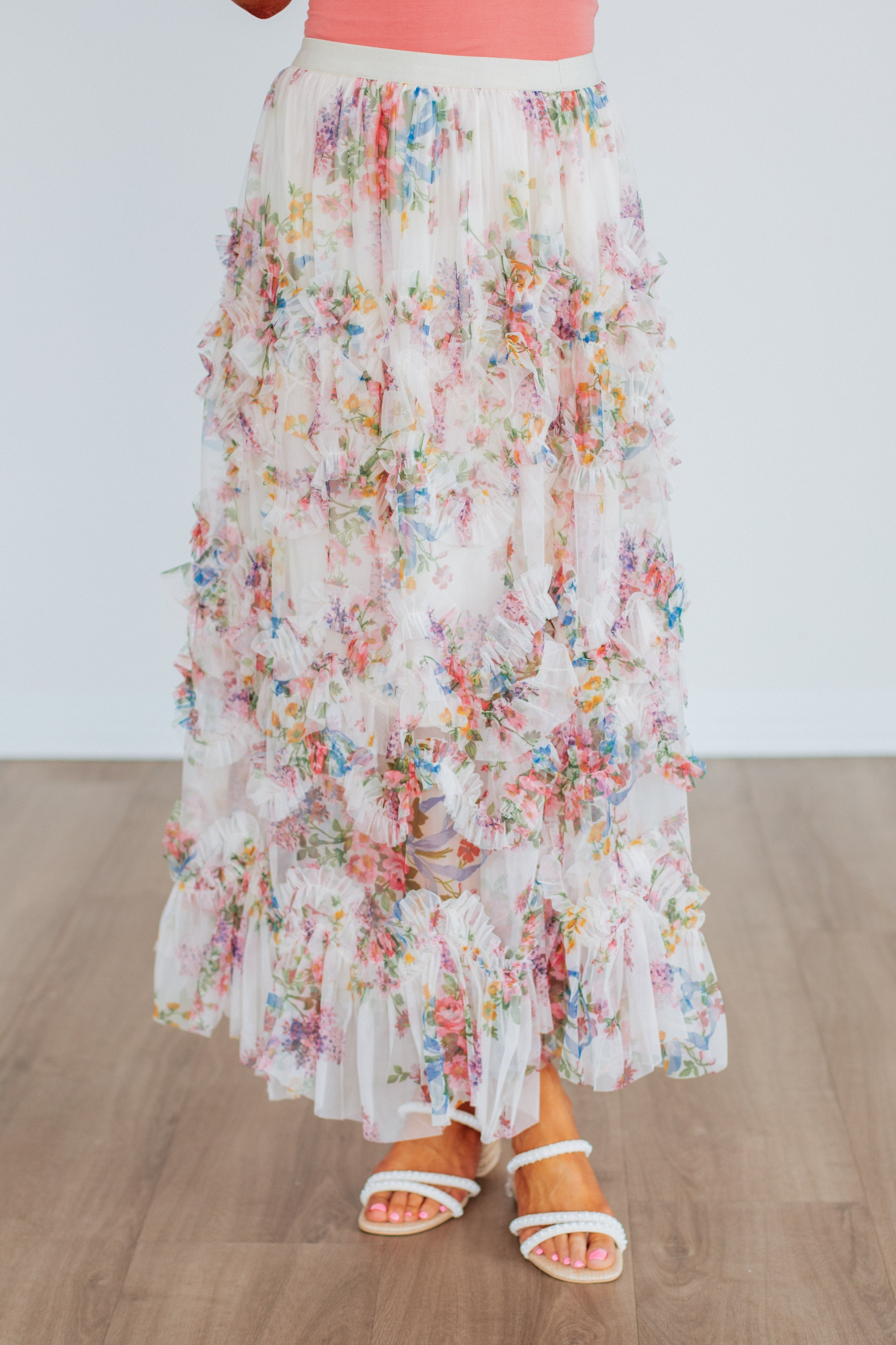 Shaya Floral Skirt - Ecru Mix