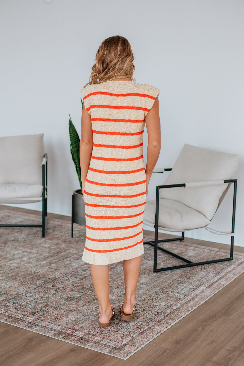 Shela Striped Dress - Ecru