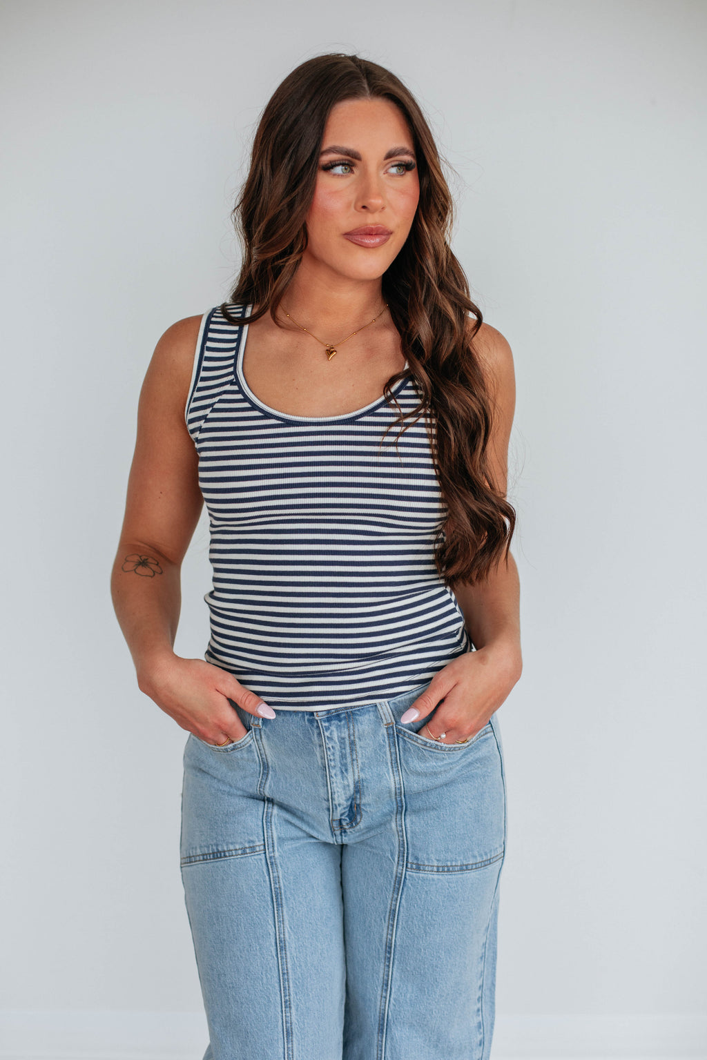 Theo Striped Tank - Navy Mix